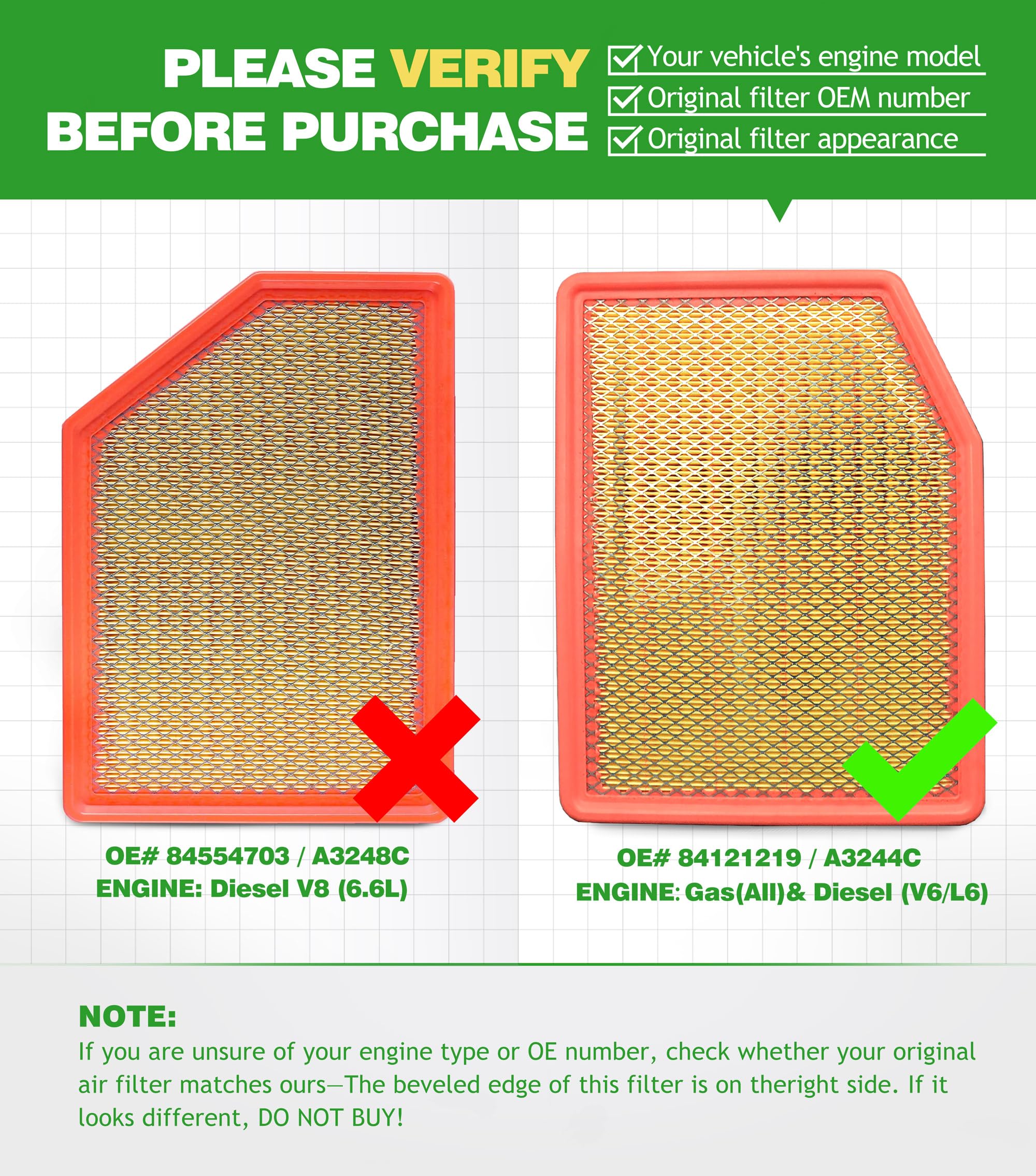 COCOAUTO kit laid out with labeled engine and cabin filters for easy identification