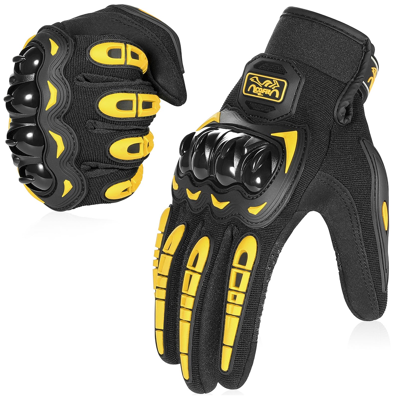 COFIT front view of yellow gloves showing design and fit, protects hands comfortably