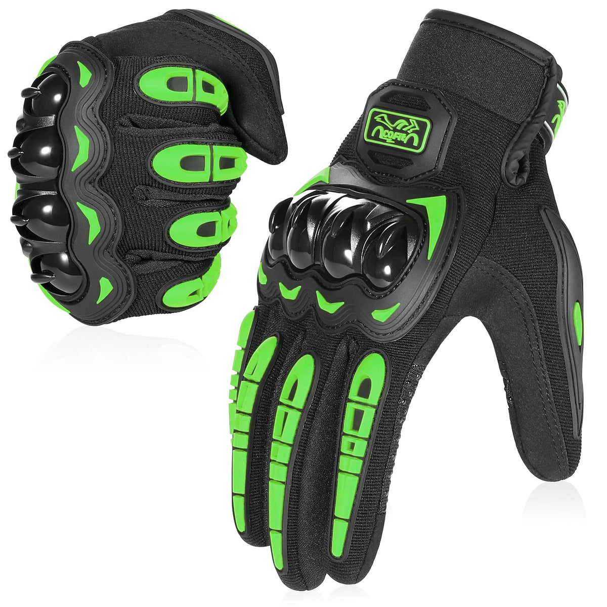 COFIT front view green gloves showing overall fit and style for versatile riding