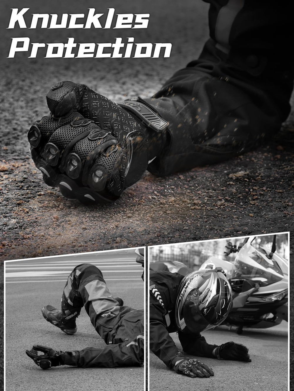 COFIT gloves worn on motorcycle demonstrating protection and comfort