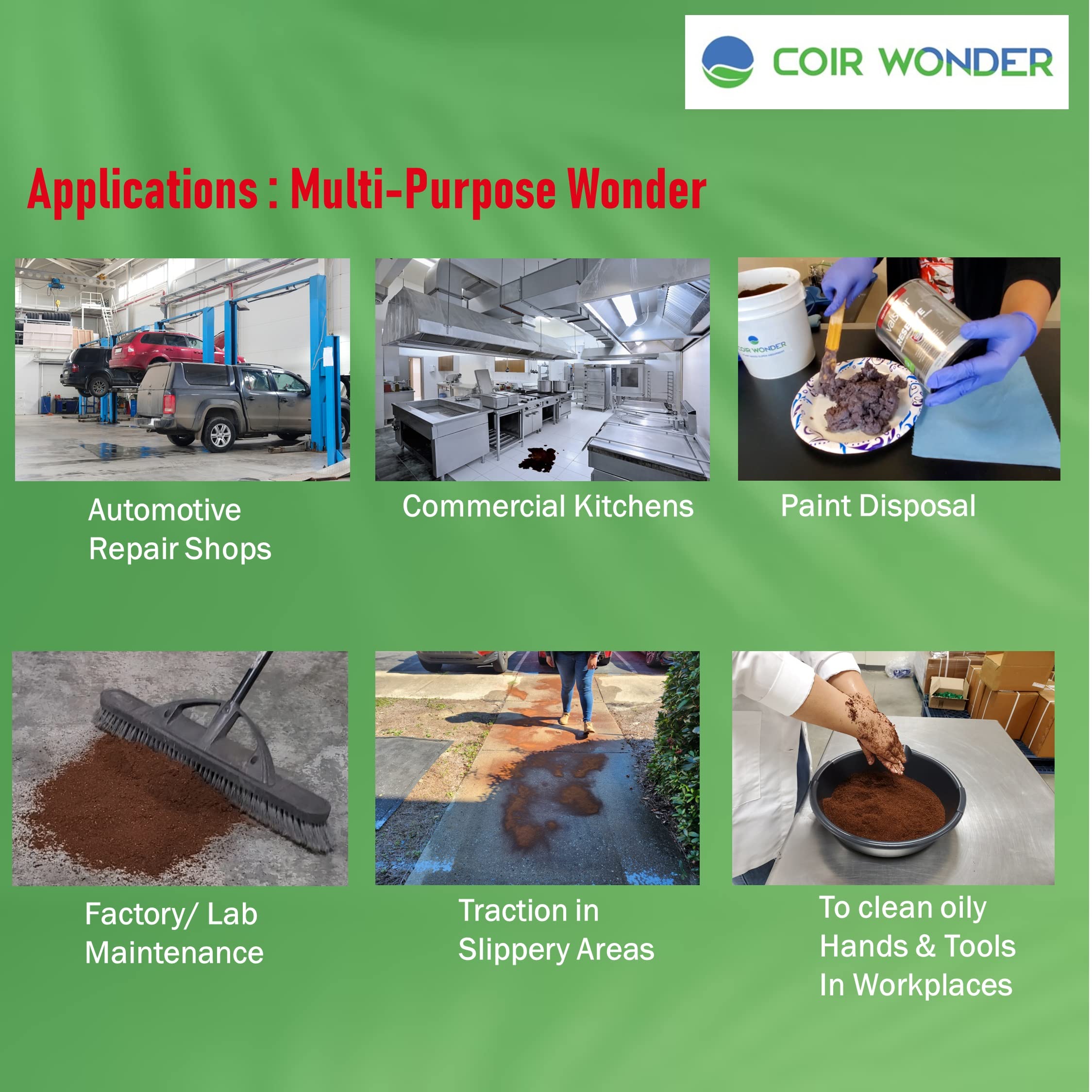 Coir Wonder 15L tub next to tools showing size and convenient storage