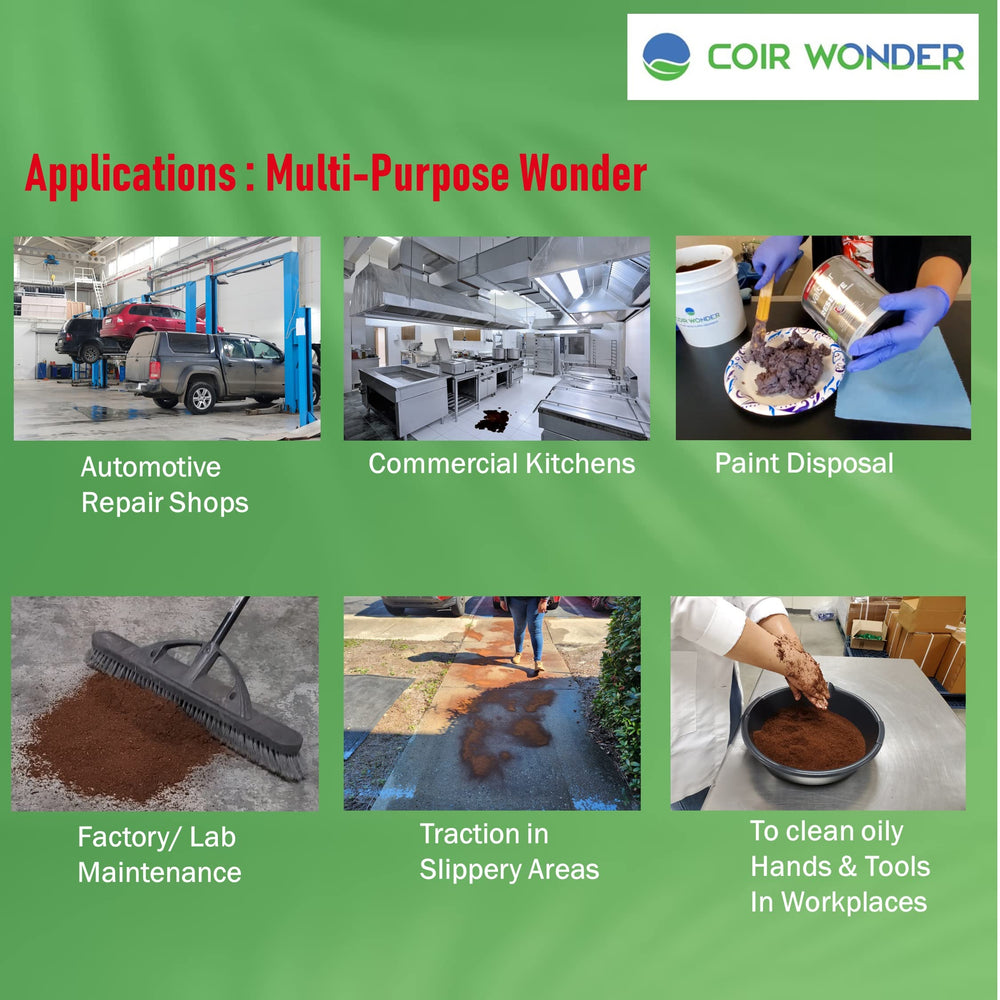 Coir Wonder 15L tub next to tools showing size and convenient storage