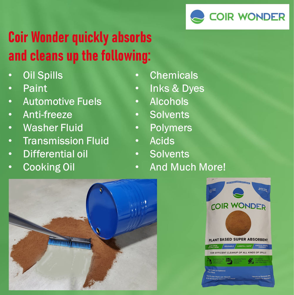 Coir Wonder used as a sweeping compound collecting dust with low dust