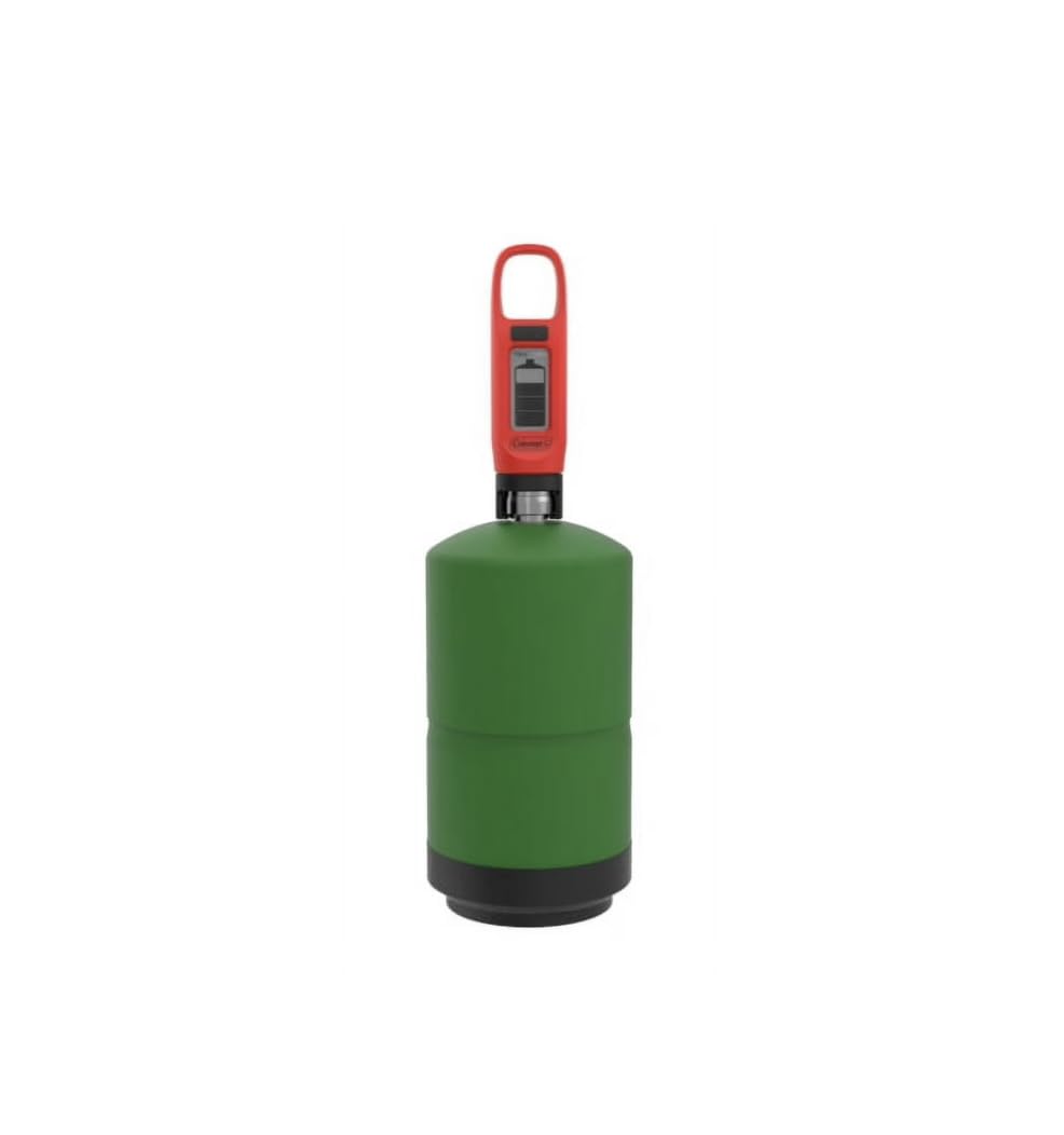 Coleman gauge attached to 16 oz cylinder demonstrating compatibility and fit