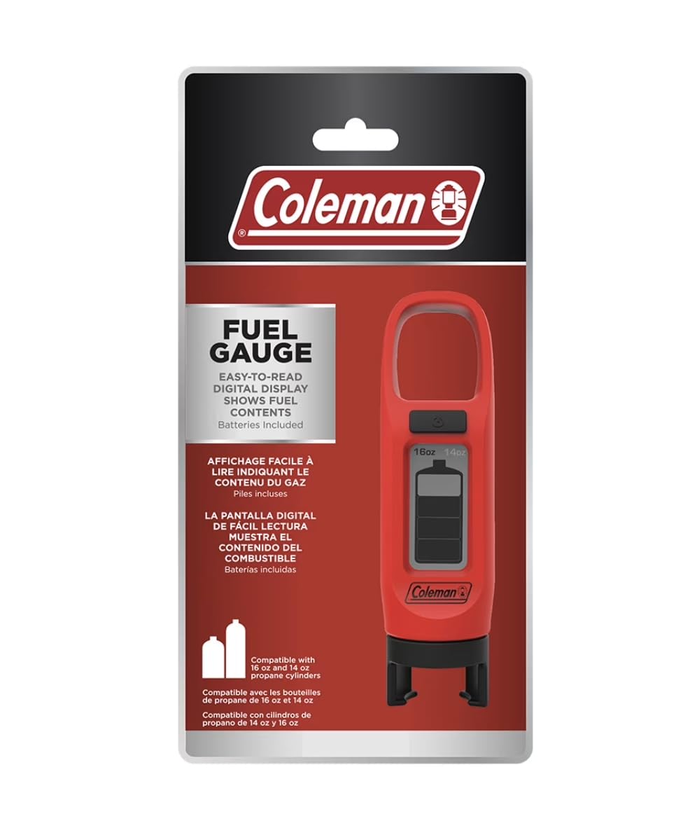 Coleman gauge LED display closeup with clear readout for quick fuel checks