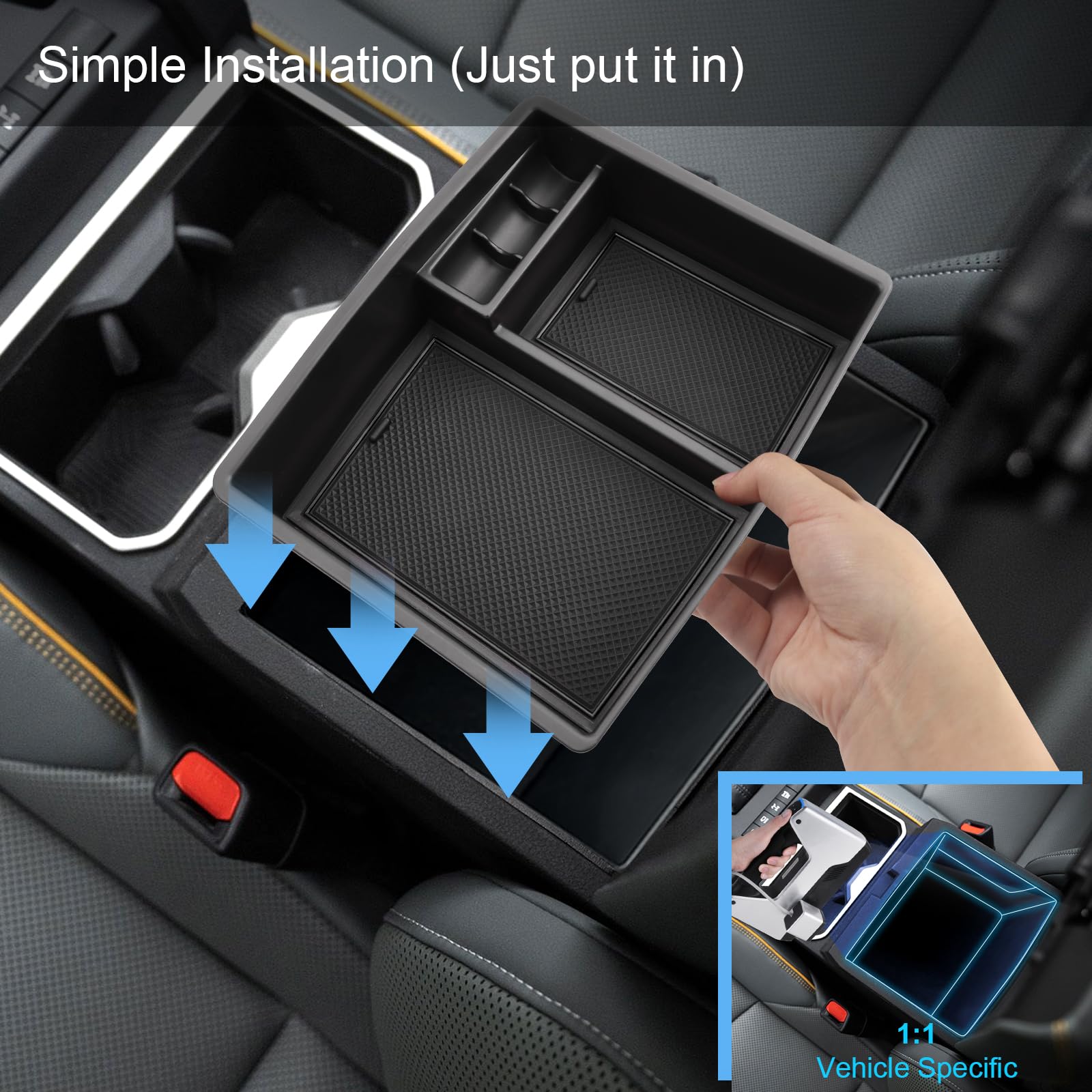 Coleya tray next to hand for scale, demonstrating compact design and usable space