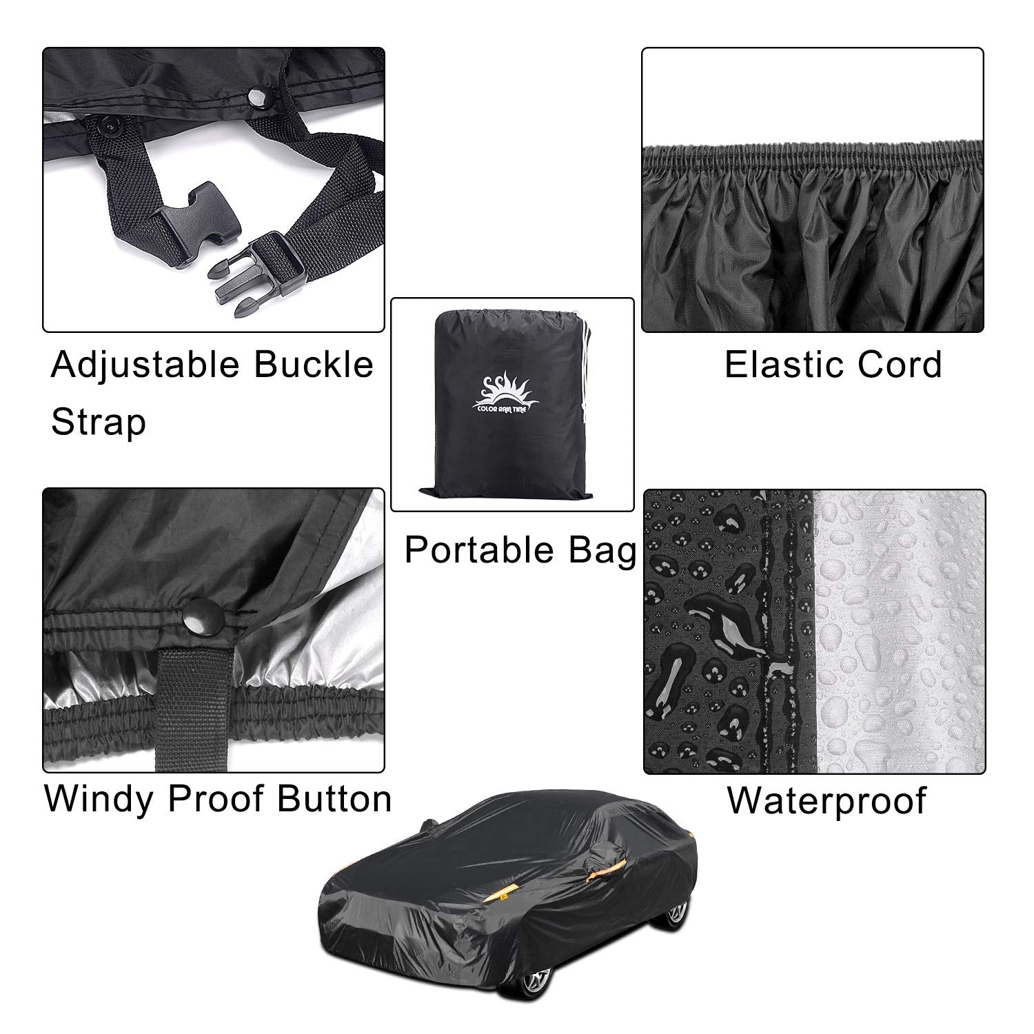 COLOR RAIN TIME reflective strips illuminated at night improving parking visibility