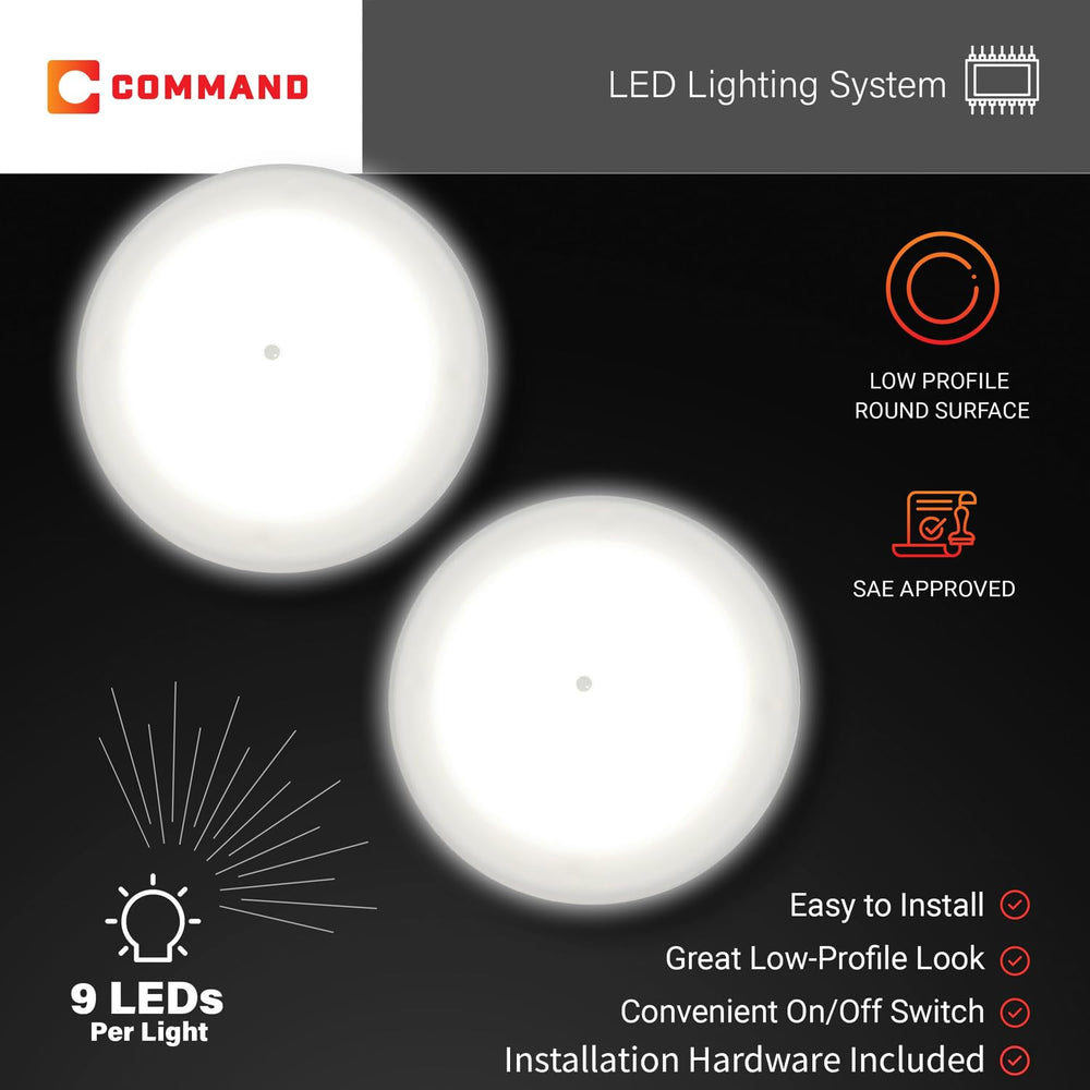 Command Electronics size comparison with ruler showing 4.5 inch diameter and compact depth