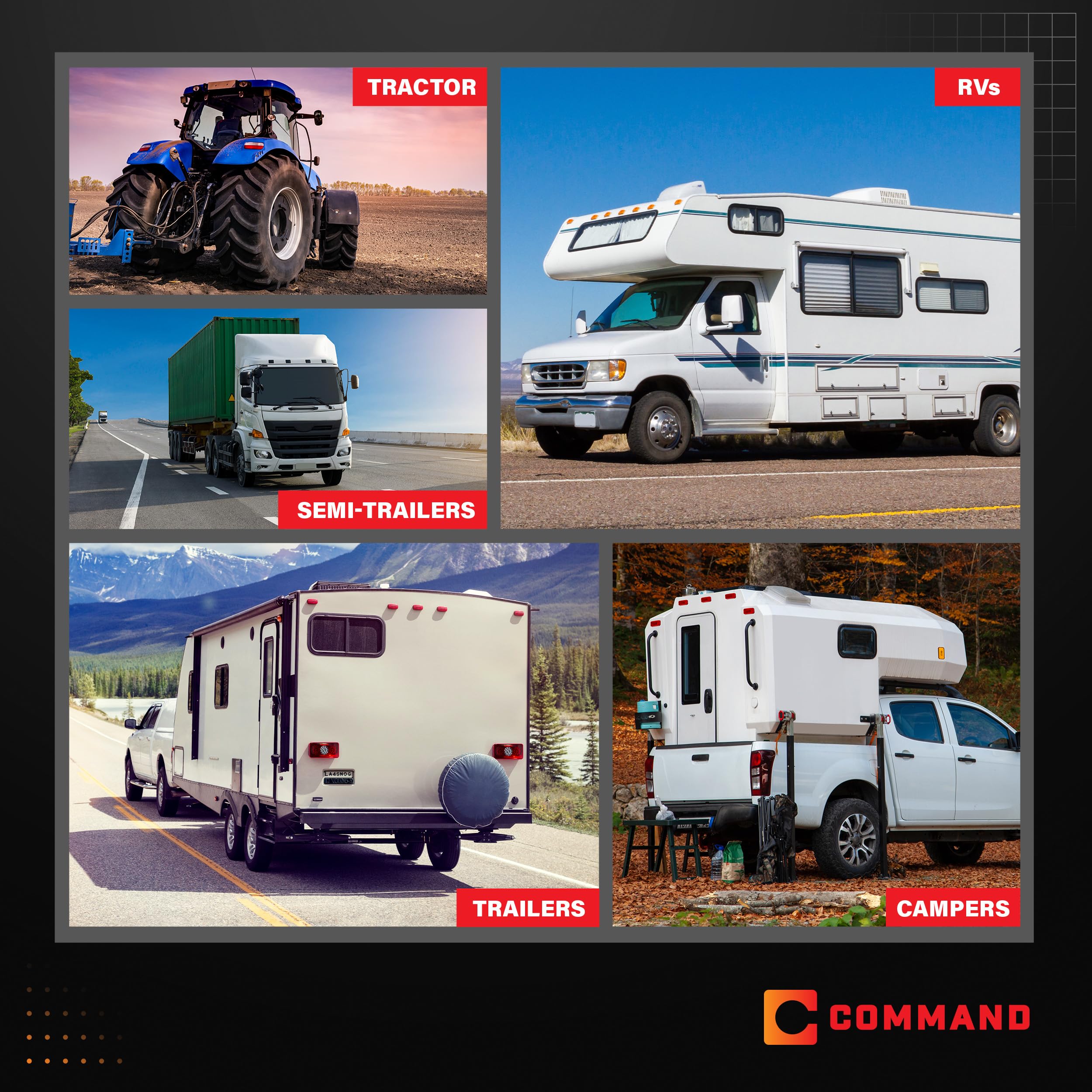 Command Electronics two-pack lifestyle shot installed in camper interior for cozy lighting