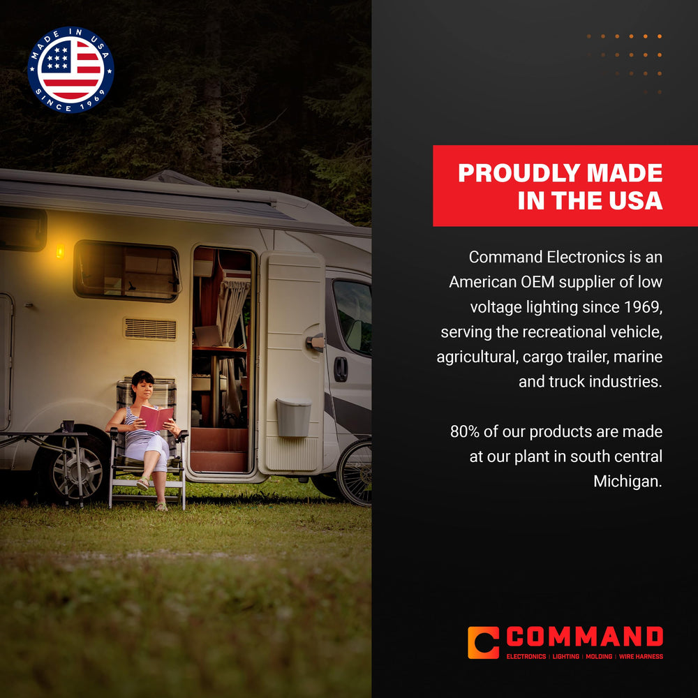 Command Electronics under-cabinet installation providing focused task lighting