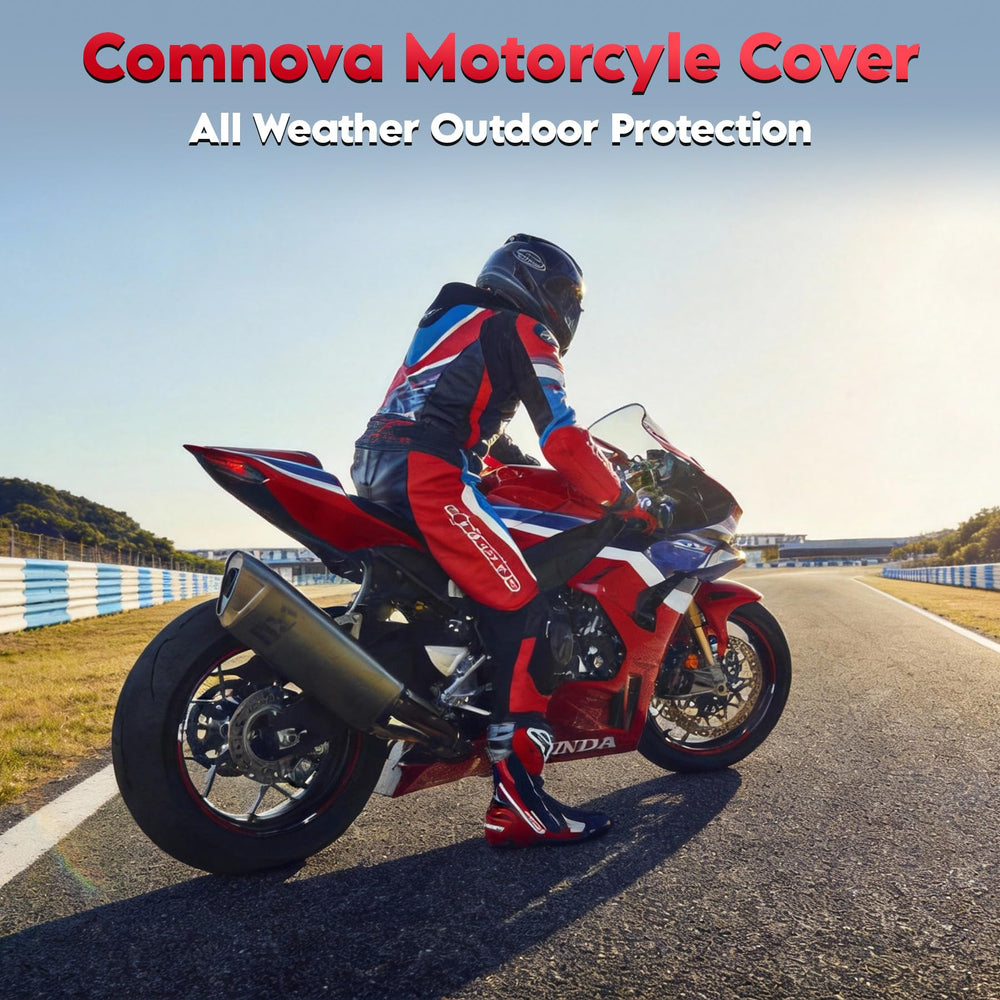 M COMNOVA OUTDOORS covered bike in driveway demonstrating everyday protection