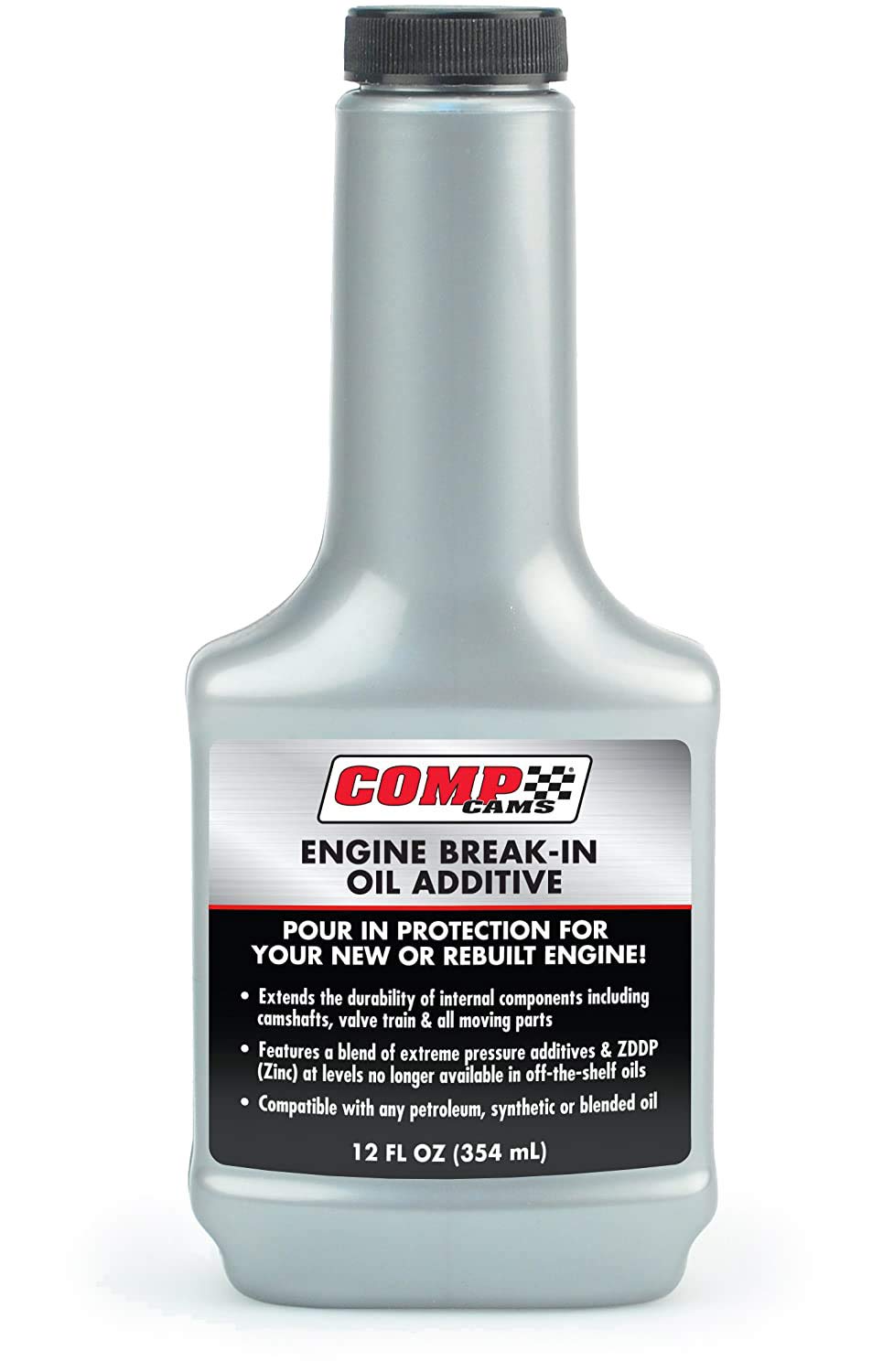 Comp Cams 159 front view of 12 oz bottle showing label and break-in use benefit