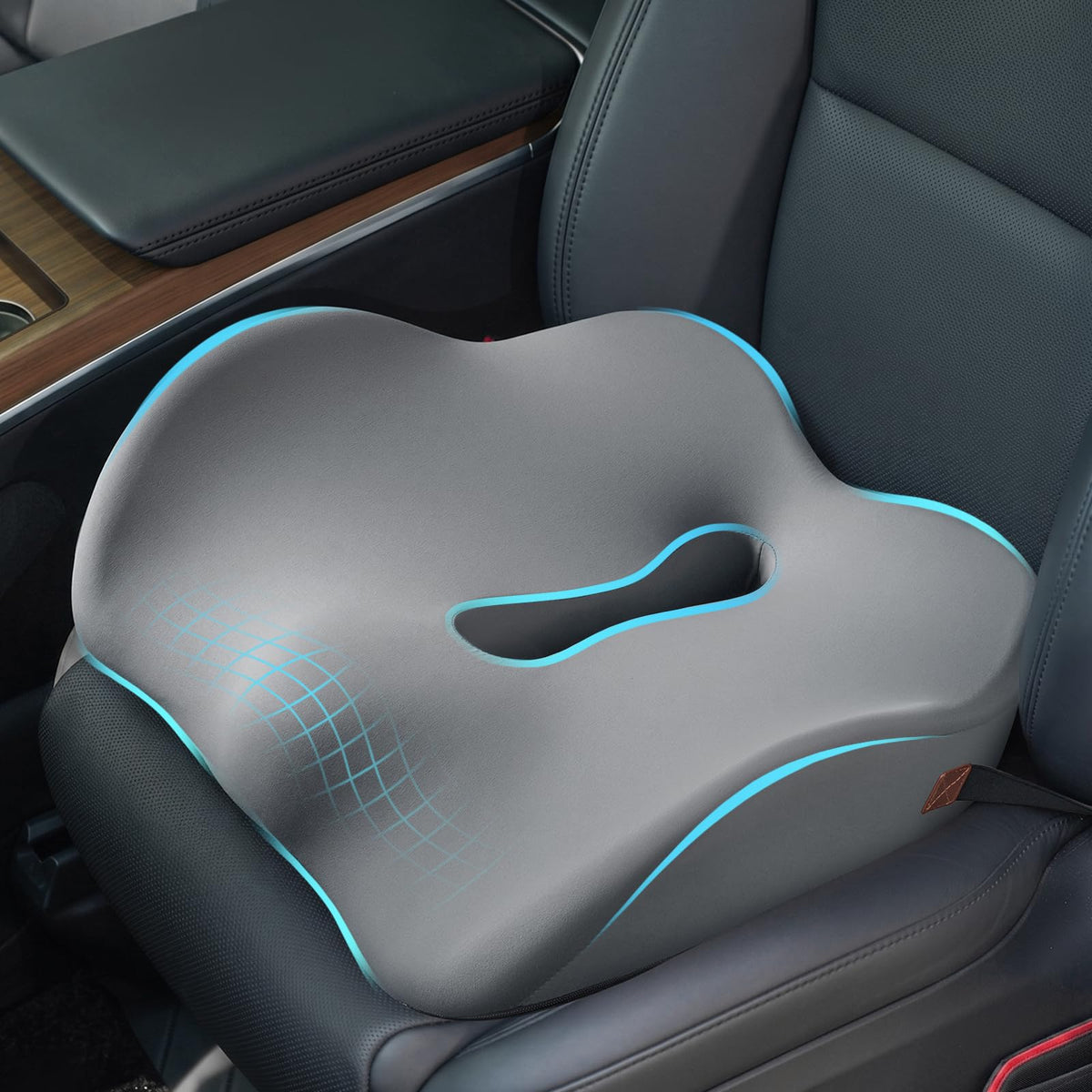 Comphekept front view of cushion showing shape and brand comfort benefits