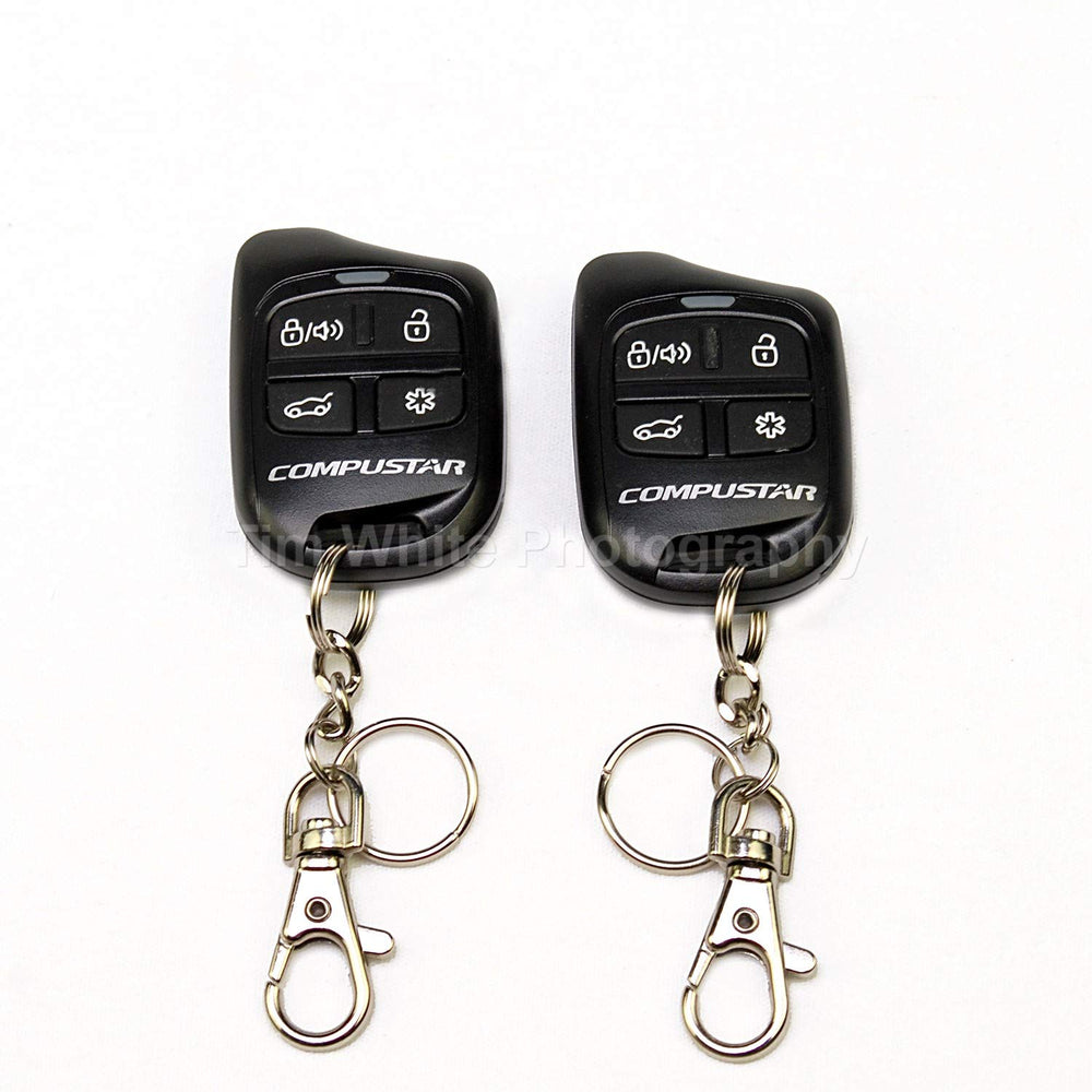 Compustar CS920-S 4-button remote close-up highlighting LED and button layout for ease