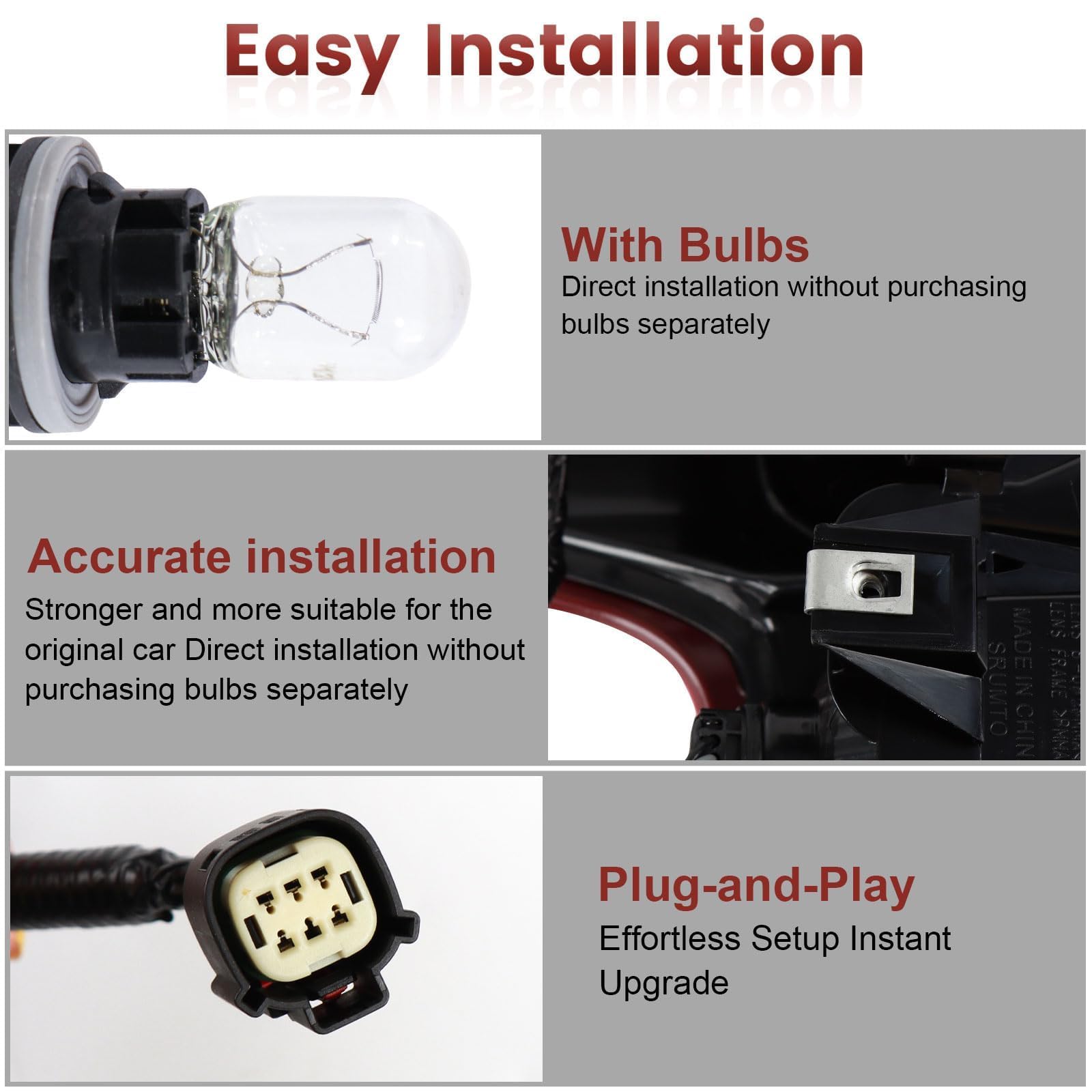 CONLLCON bulb and socket detail with bulbs preinstalled for convenience