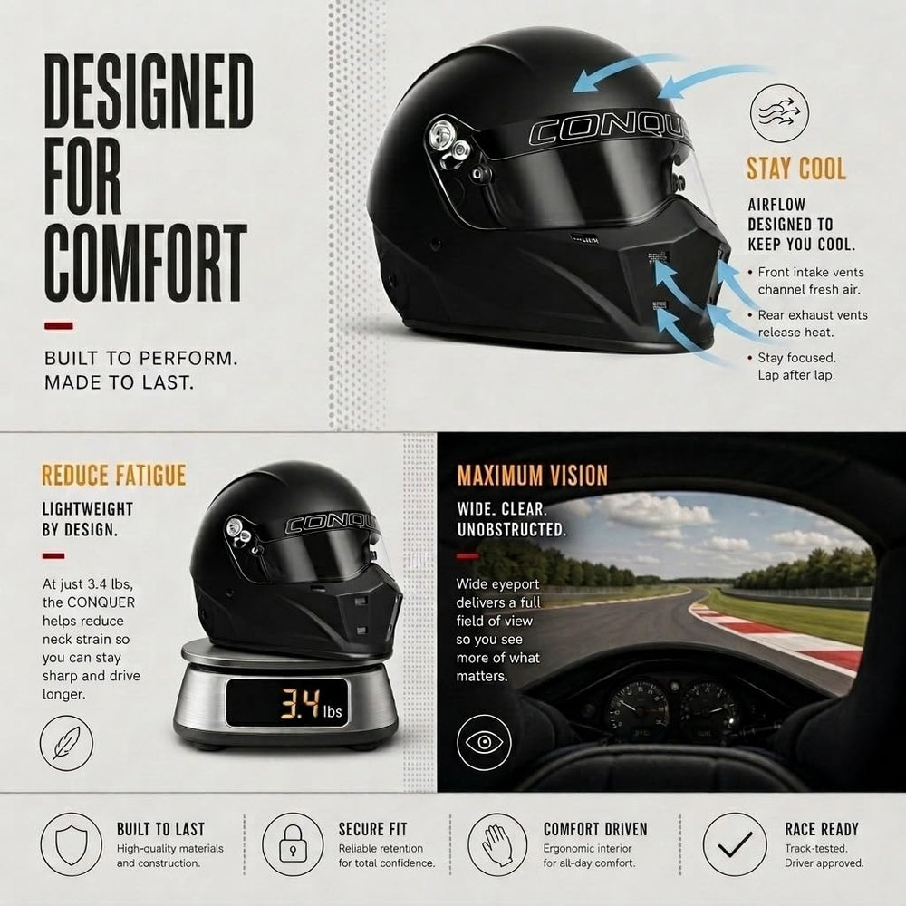 Conquer helmet fire-retardant padded interior close-up offering long-session comfort