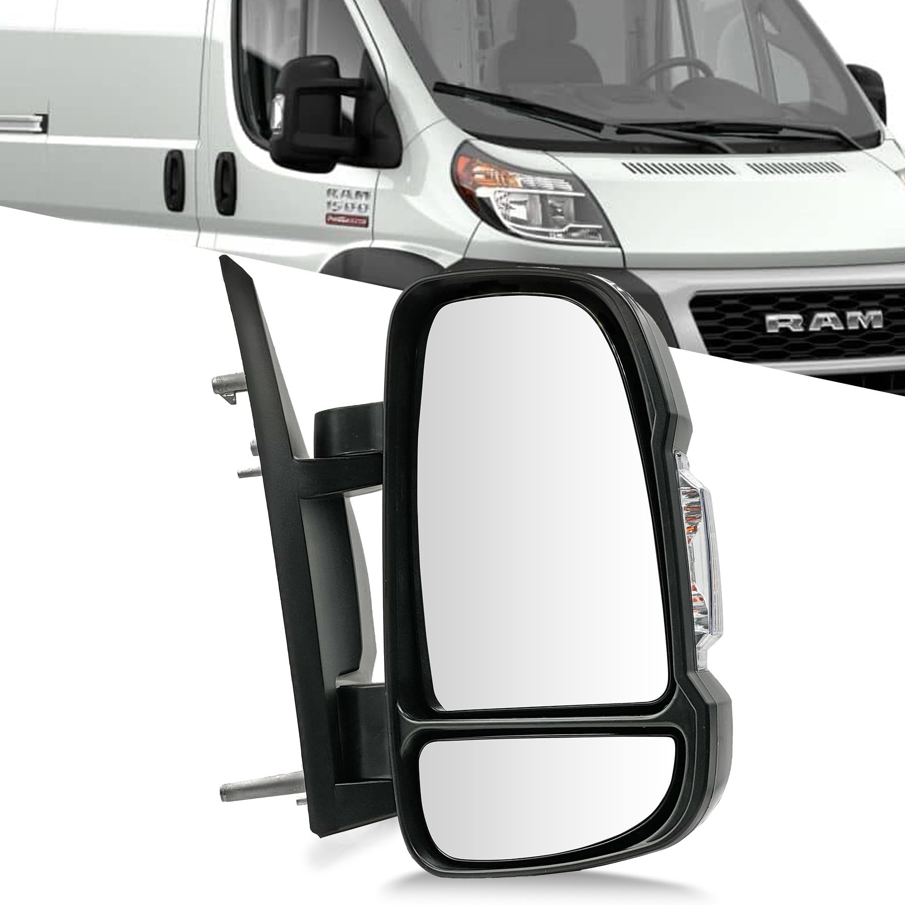Convitex passenger mirror front view showing full replacement and improved visibility
