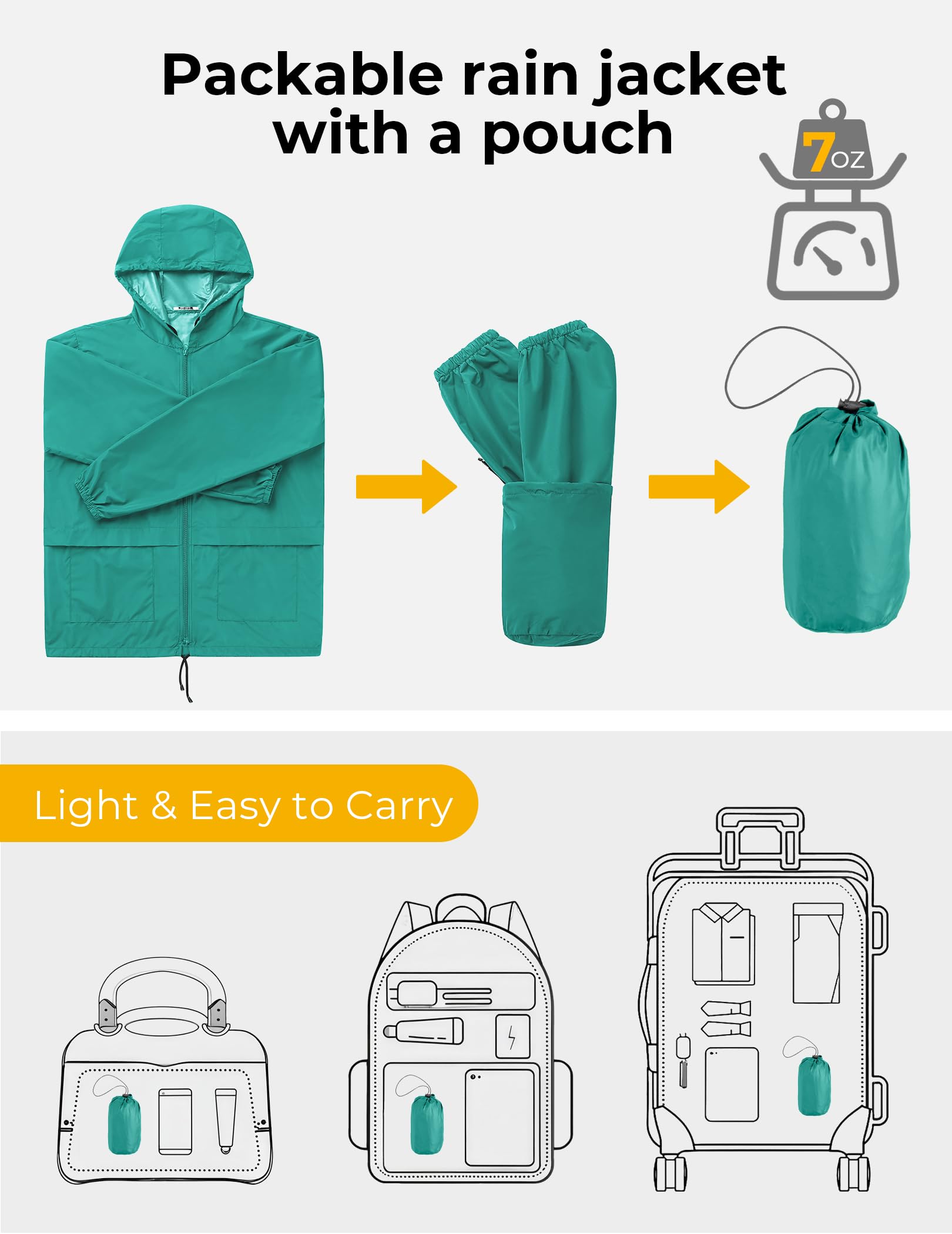 COOFANDY jacket folded in carry pouch for easy travel storage