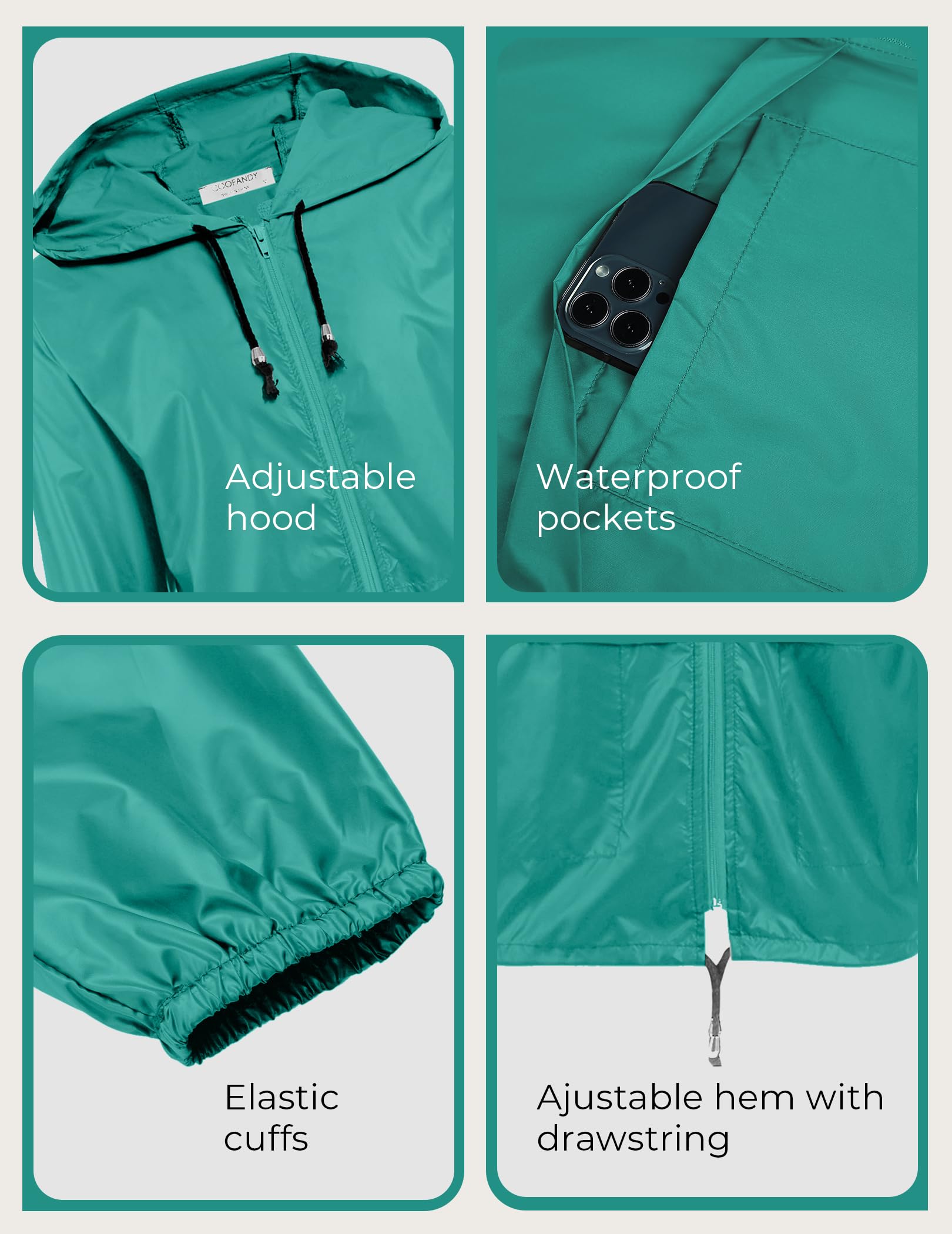 COOFANDY pocket and zipper detail for secure storage and access