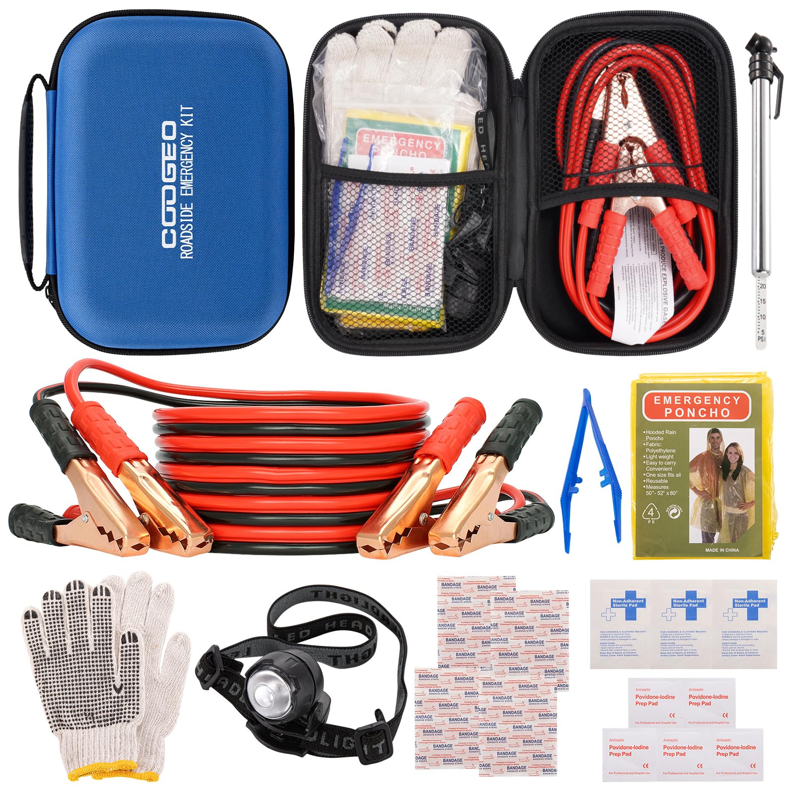 COOGEO front view of blue emergency kit showing compact storage and quick access benefits
