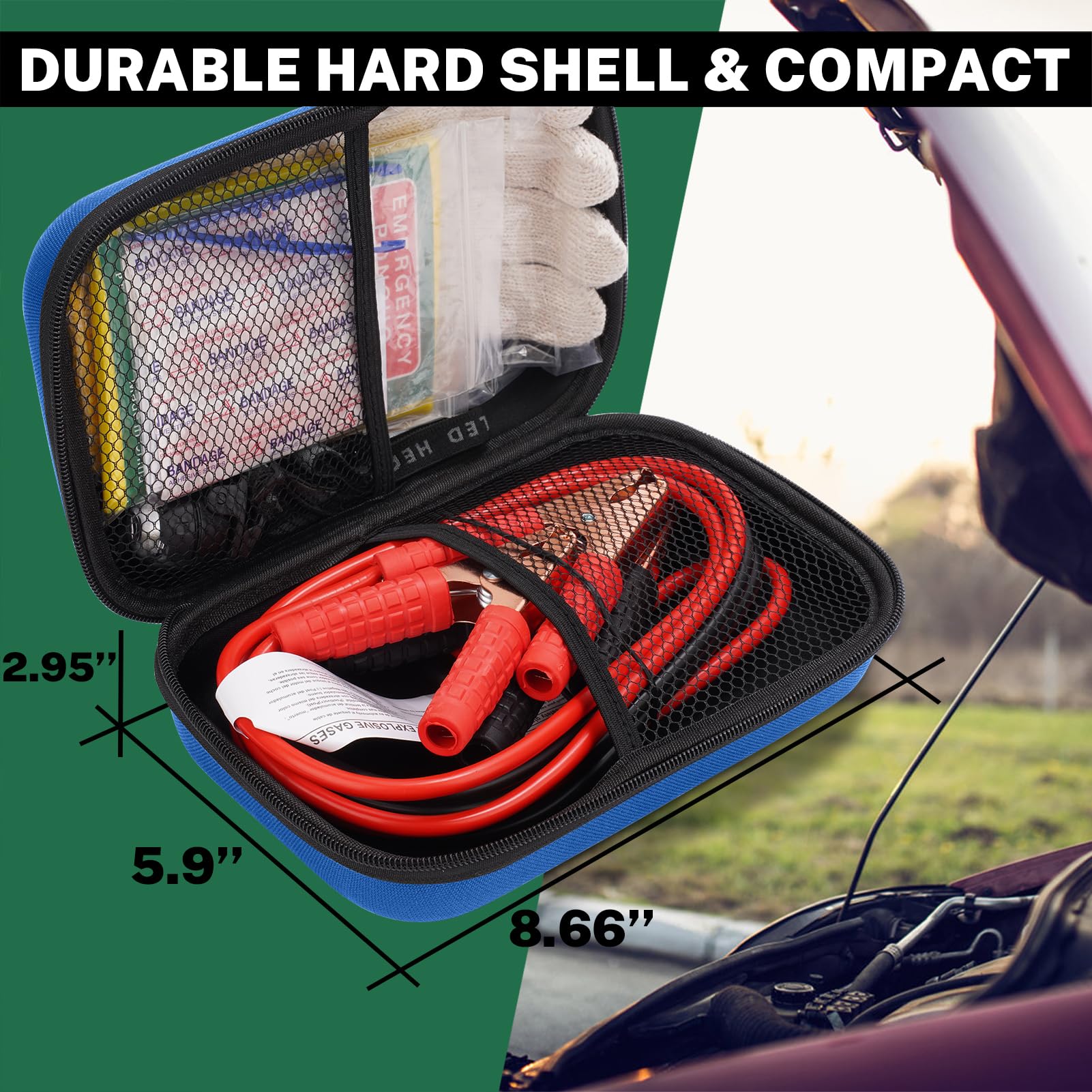 COOGEO heavy-duty jumper cables close-up demonstrating durable clamps and reliable starting power