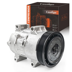 COOLIGO compressor front view showing mounting points and fit benefits