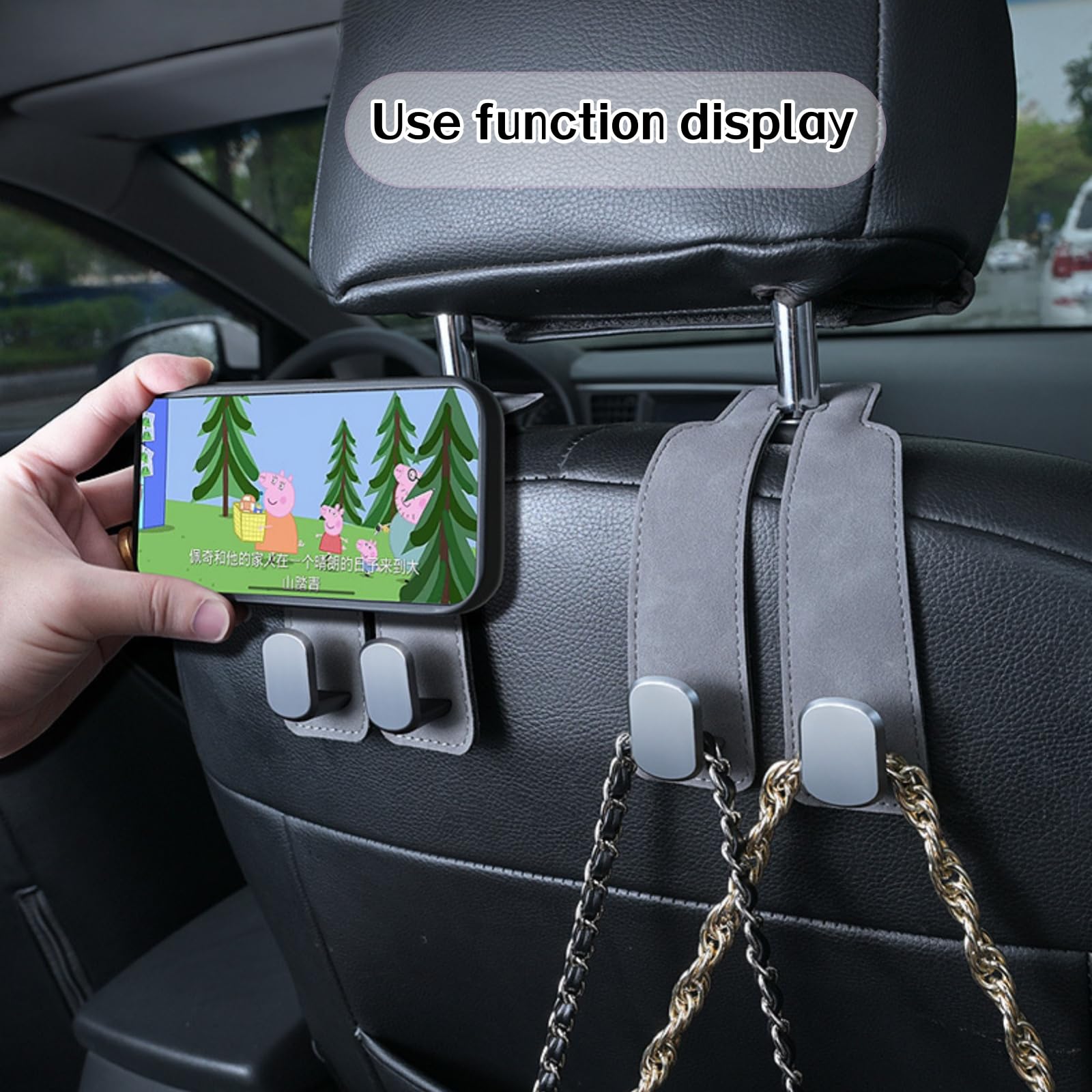 Coozyland installed on headrest showing secure attachment and space-saving benefit