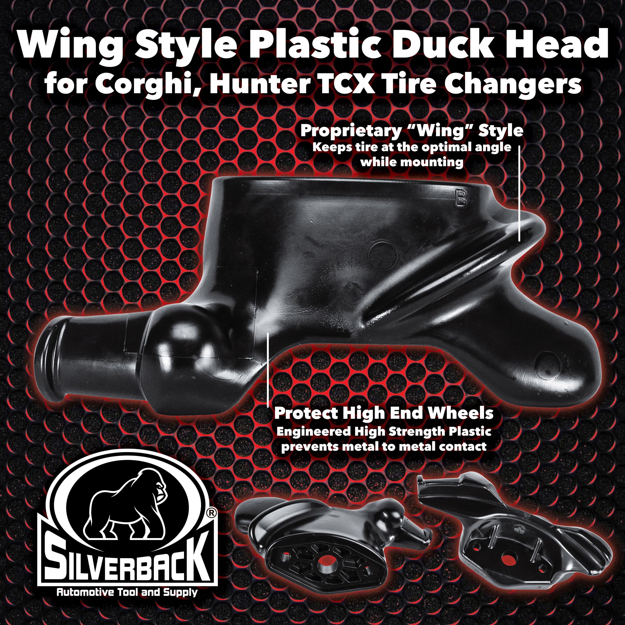 Corghi mounting face of duckhead highlighting OEM fitment features