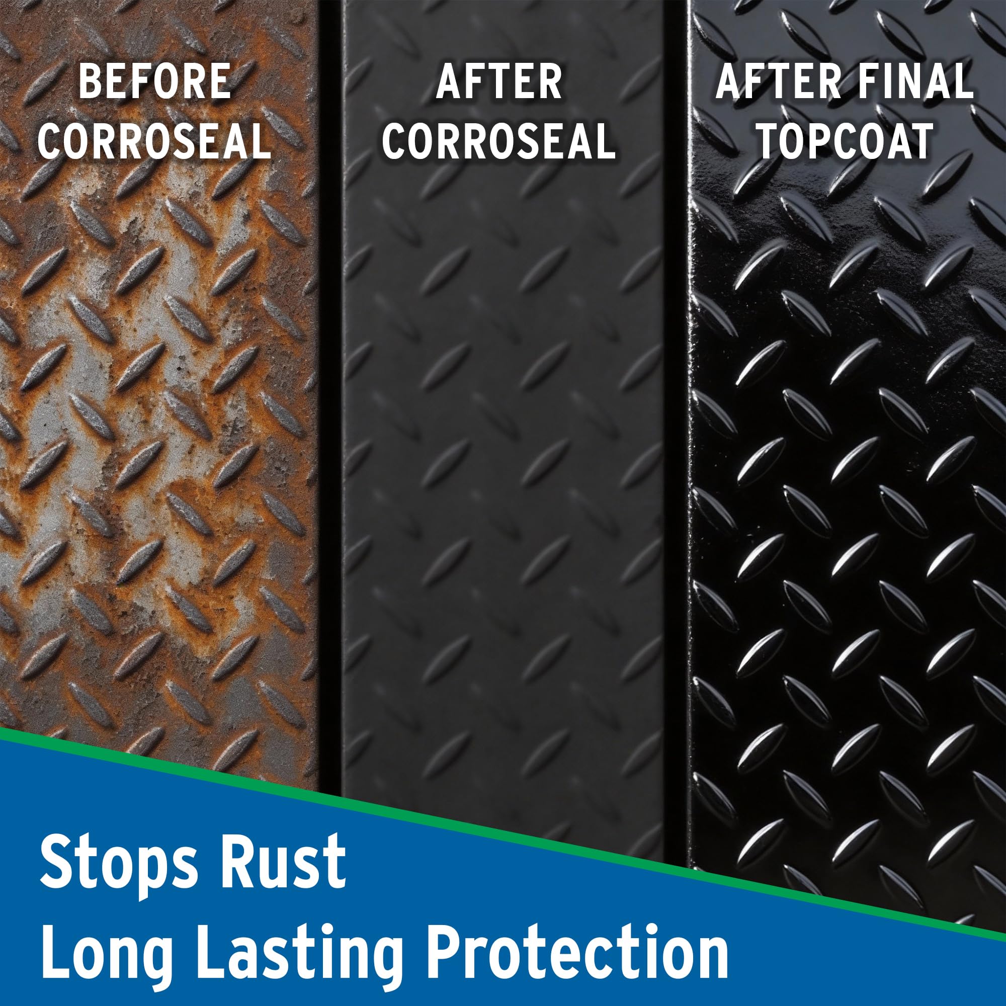 Corroseal applied on rusted bracket showing stabilization benefit