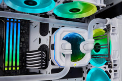 Corsair XL8 1L bottle beside a PC component to show scale and convenient refill capacity