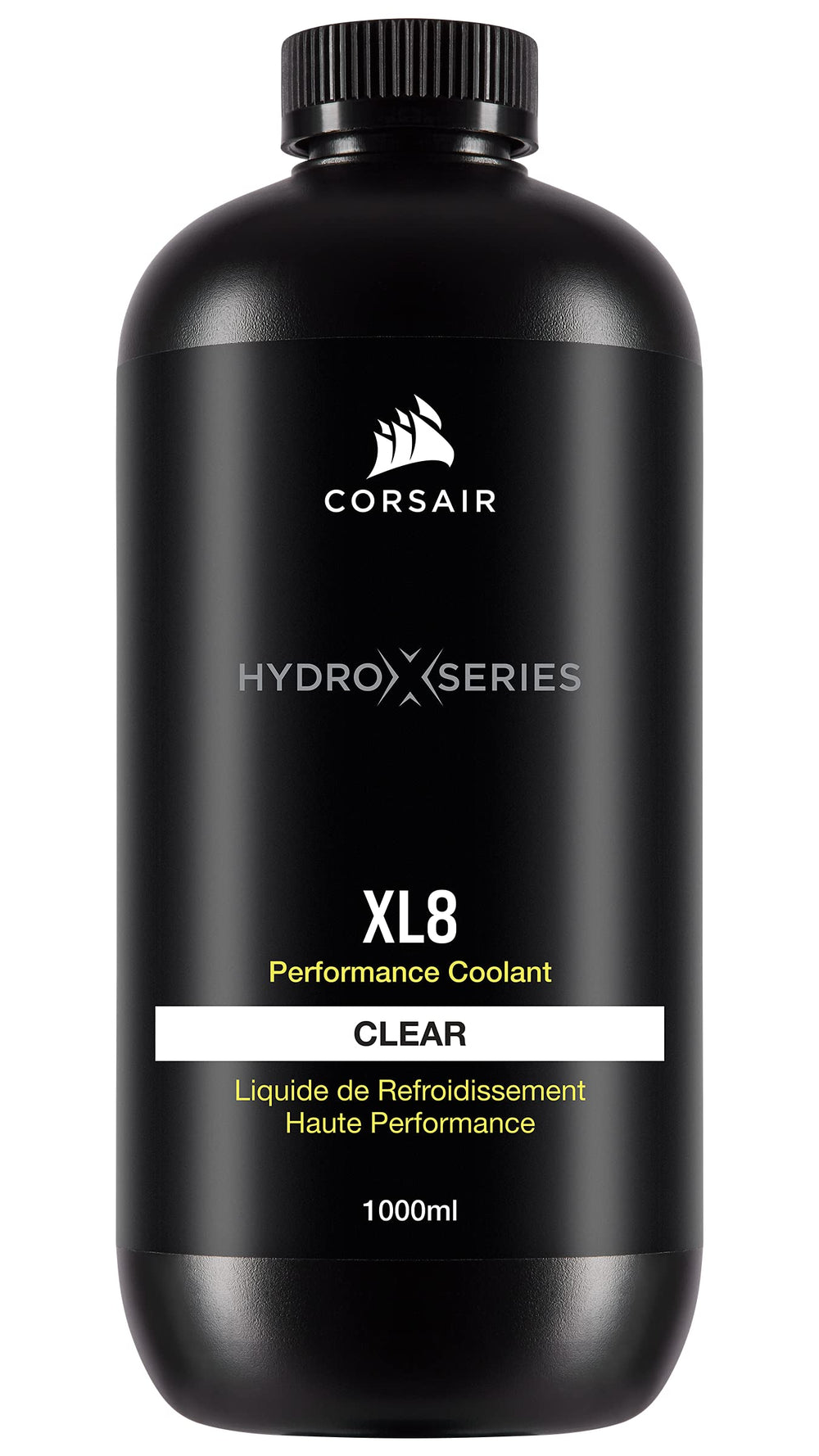 Corsair XL8 bottle front view showing label and 1L size, ideal for easy fill