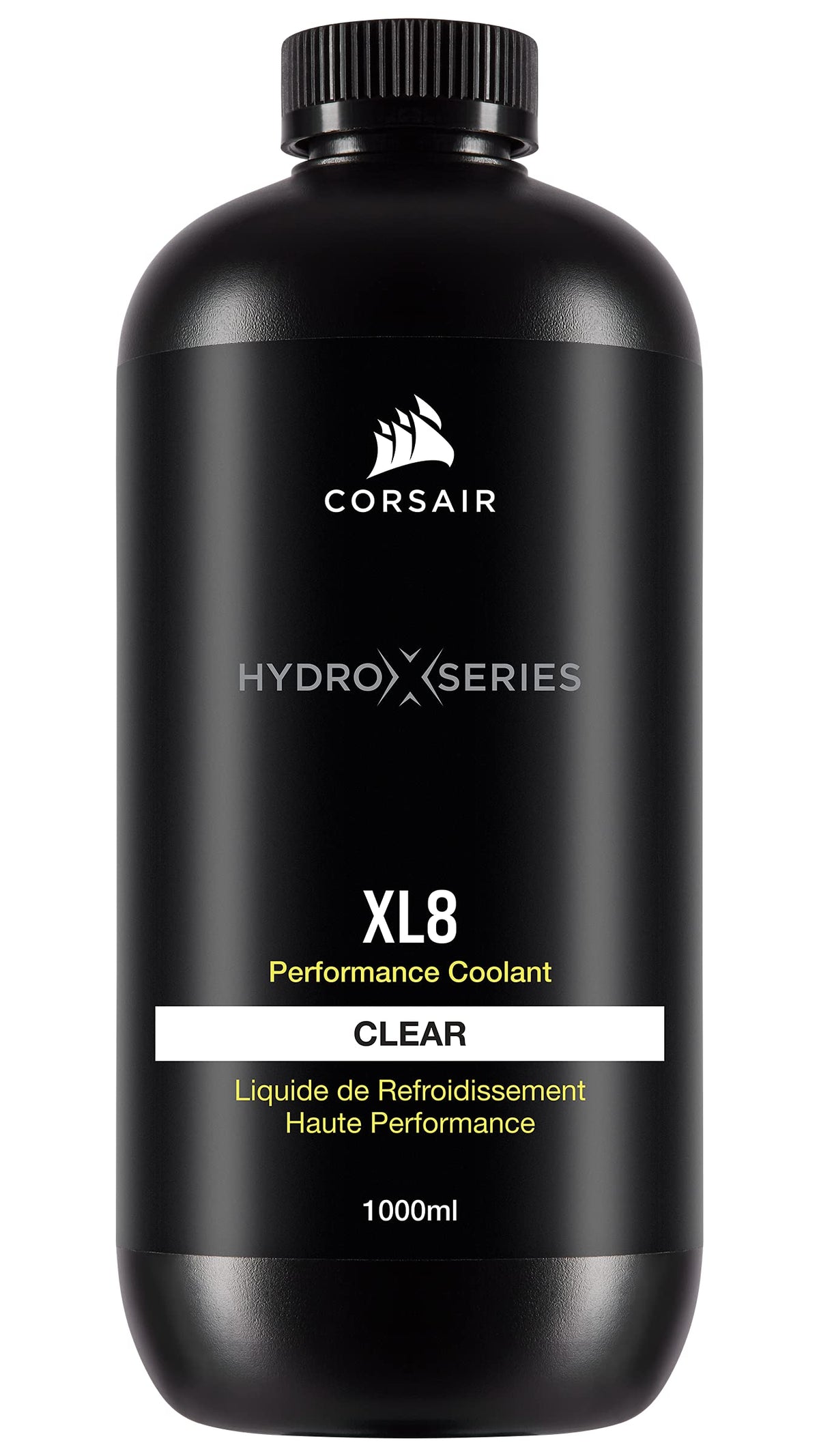 Corsair XL8 bottle front view showing label and 1L size, ideal for easy fill