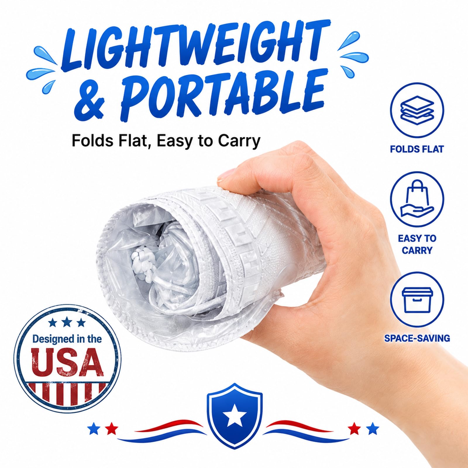Cotkkstt hand holding overshoe to show size and flexible fit