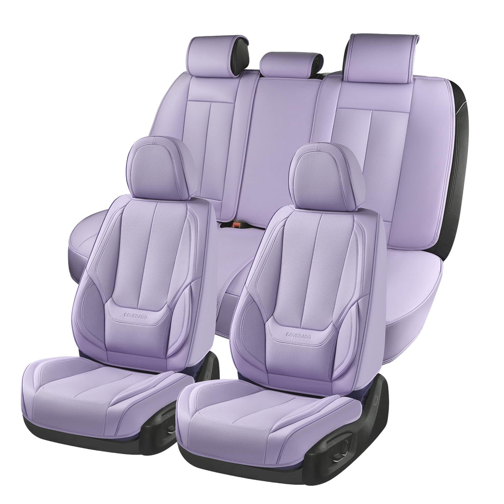 Coverado front seat full view showing purple Nappa leather protection and style