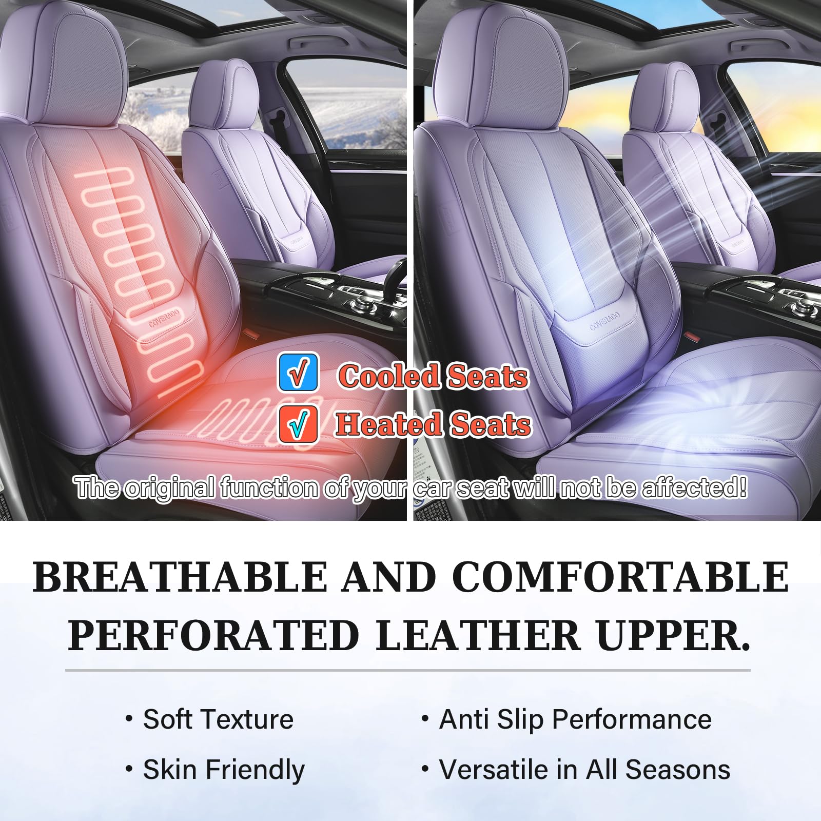 Coverado pet on seat showing easy-clean surface and spill resistance