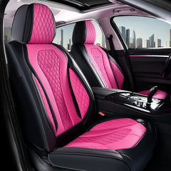 Coverado rear three-piece seat covers displayed, demonstrating flexible fit and coverage