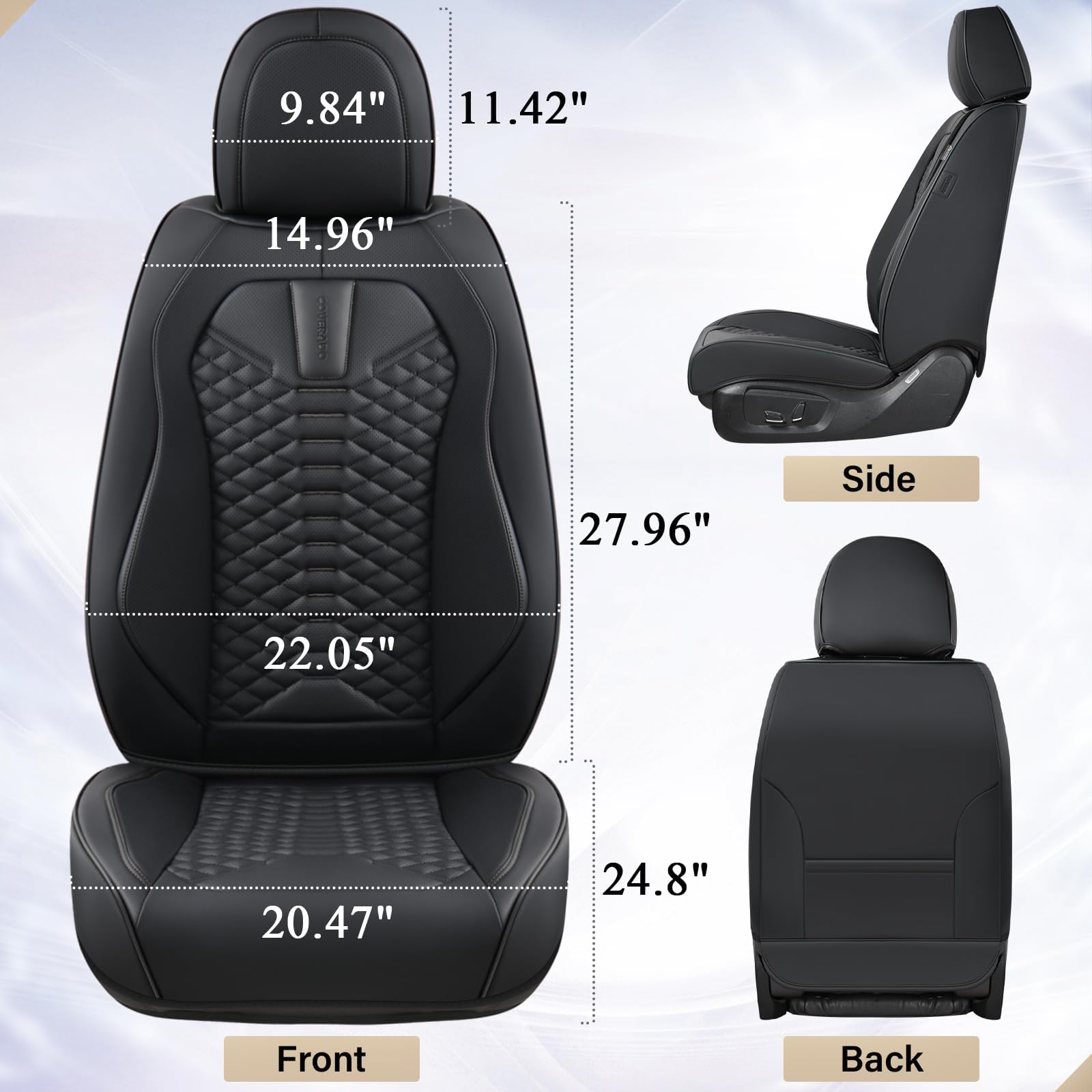 Coverado seat cover next to ruler for quick size and scale reference