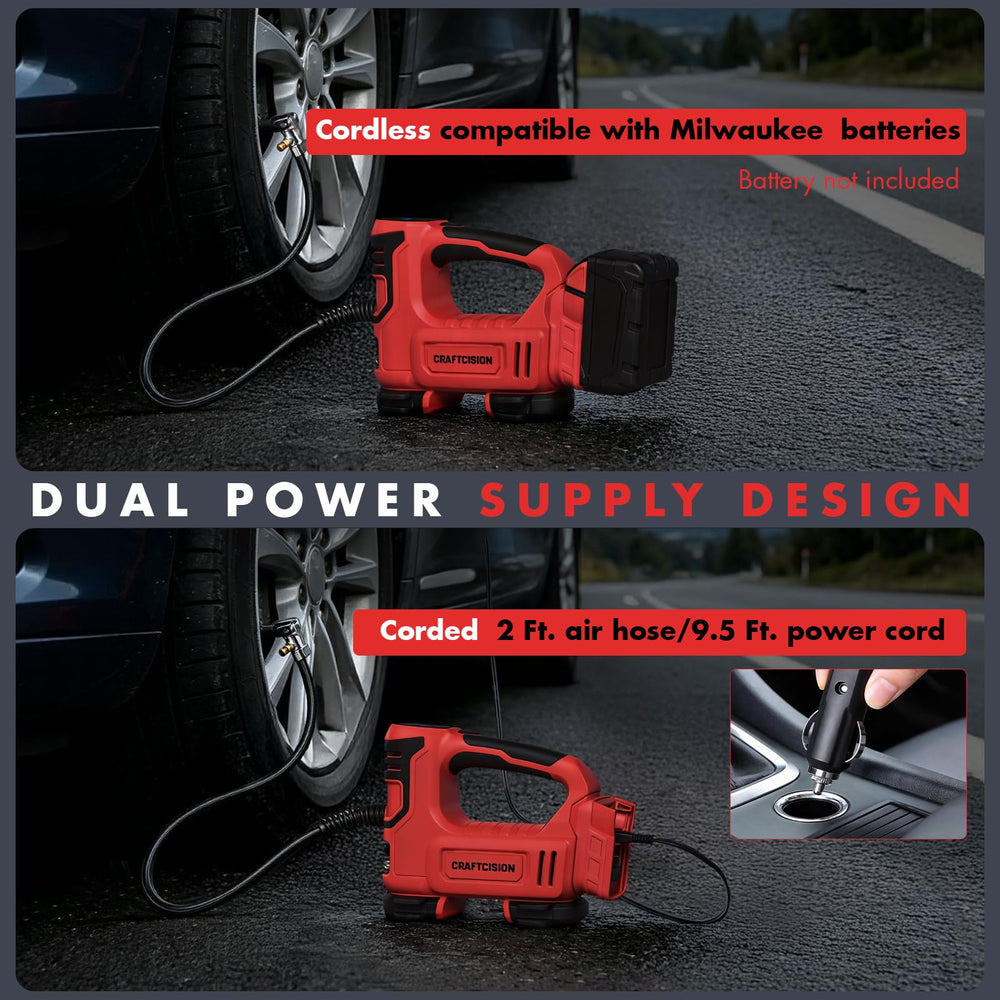 CRAFTCISION attached to Milwaukee M18 battery for cordless operation