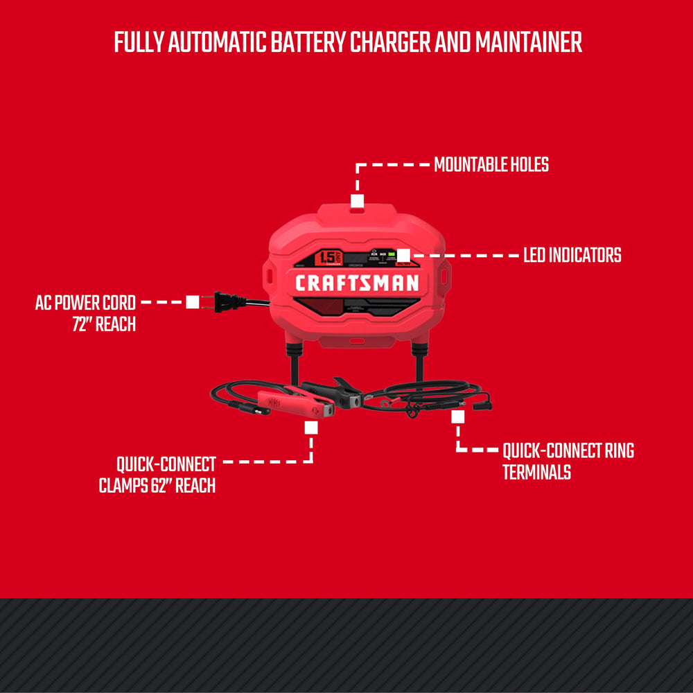CRAFTSMAN connected to vehicle battery demonstrating in-vehicle charging convenience