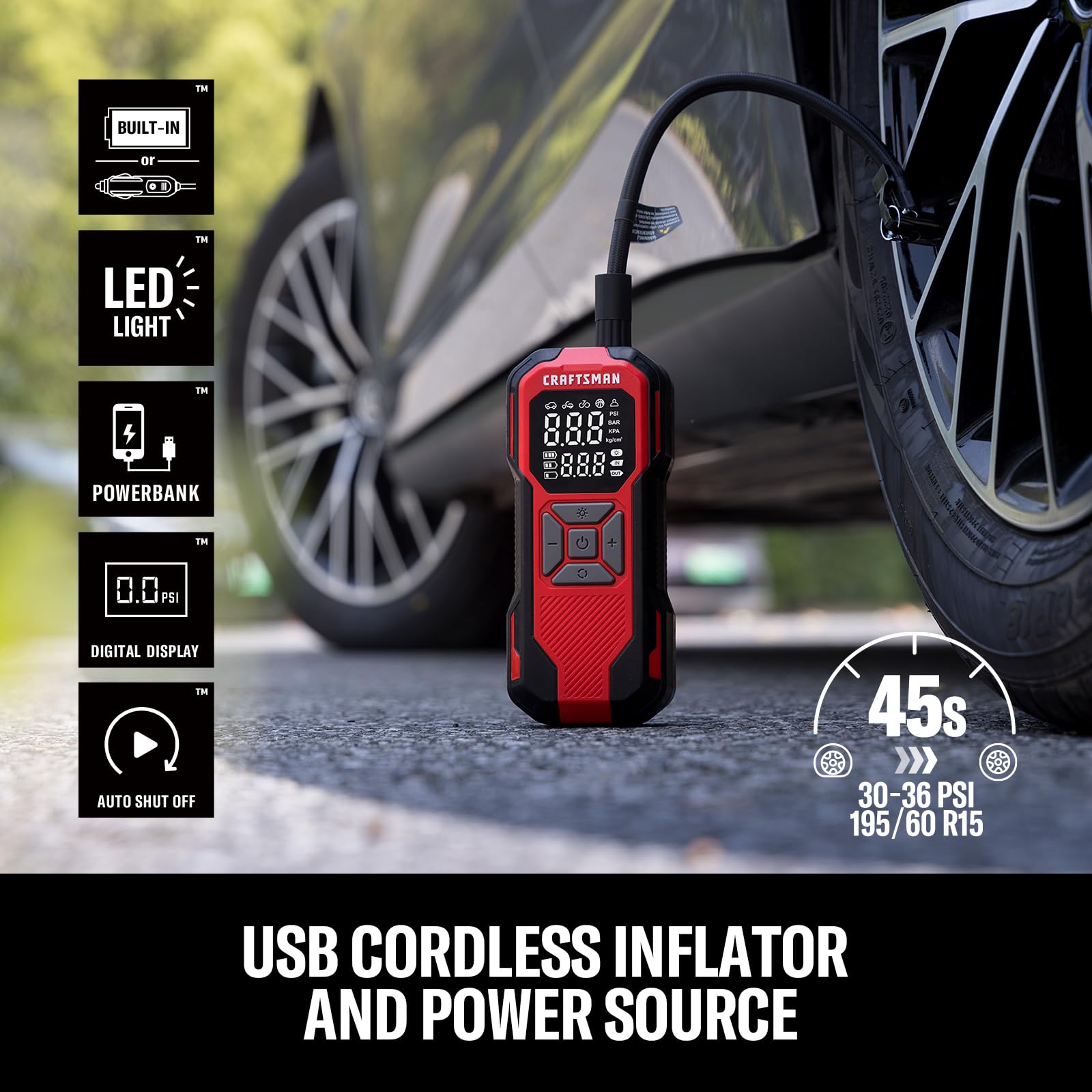 CRAFTSMAN digital LED gauge close-up for precise pressure reading
