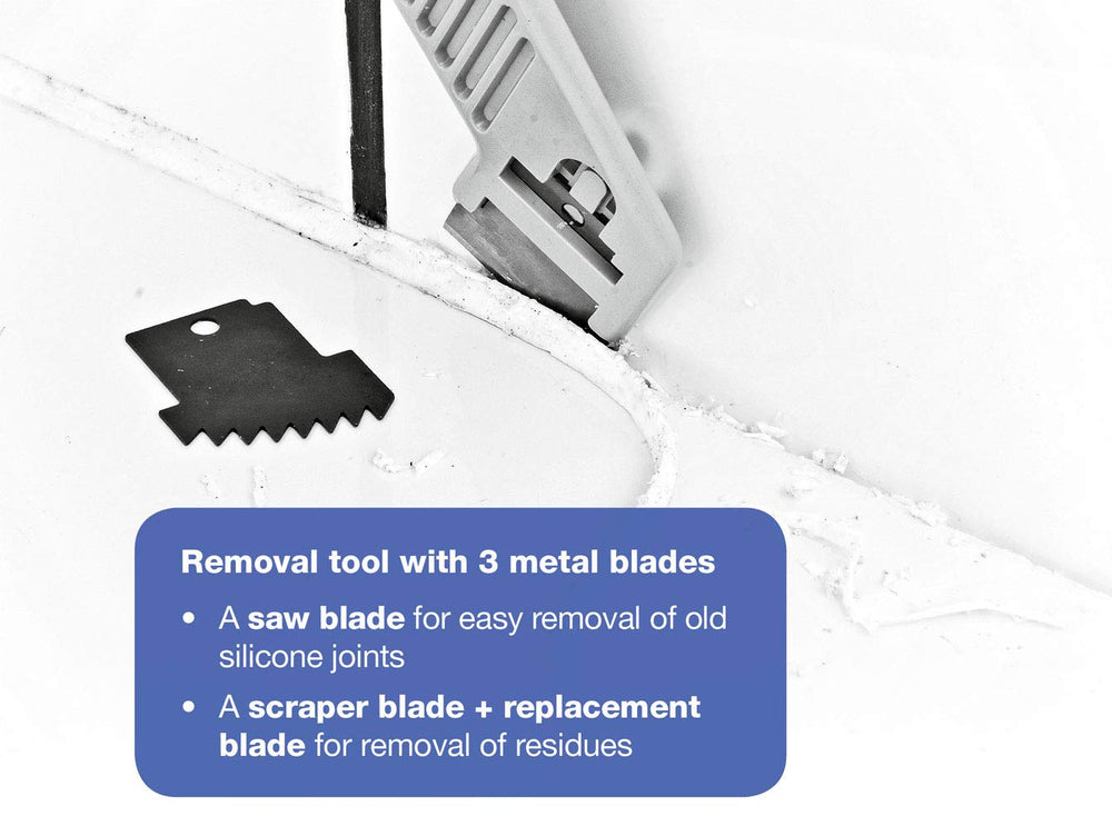 Cramer tool in use sealing a bathroom tile joint for neat, mould-resistant finish