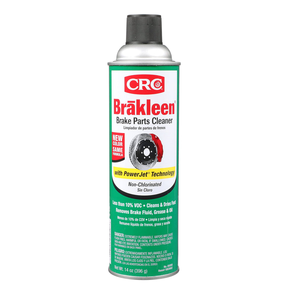 CRC Brakleen front can showing label and 14 oz size benefit fast cleaning
