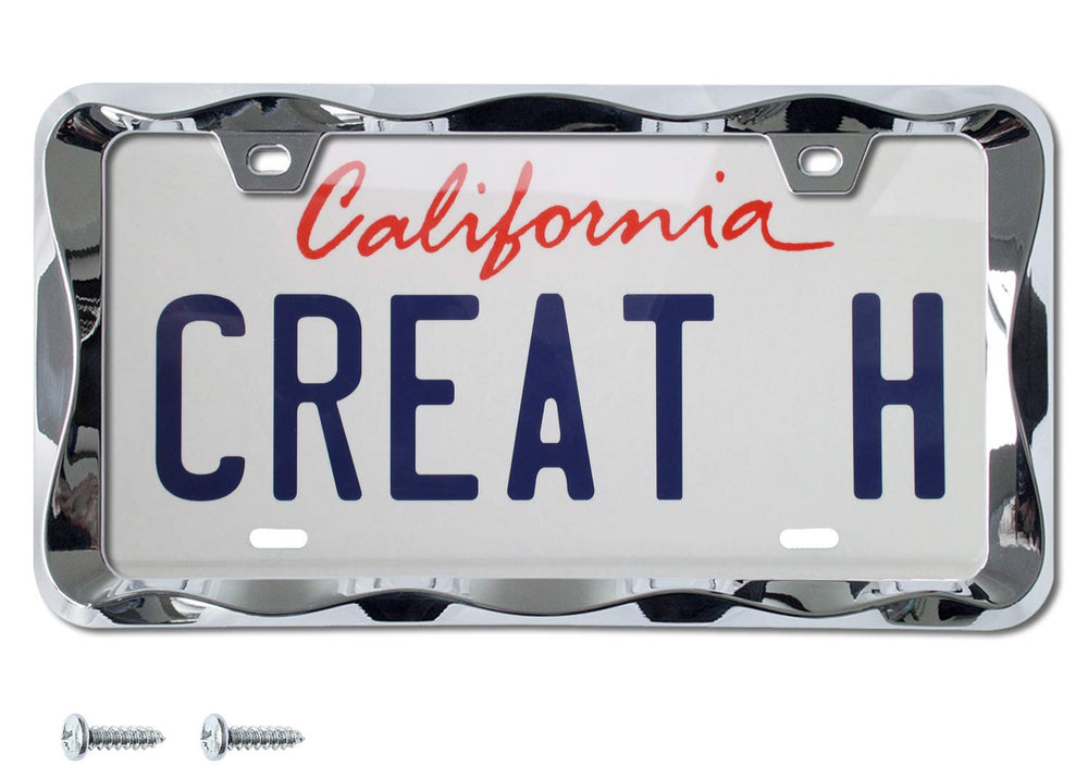 creathome front view chrome license frame shows sleek styling and durable metal