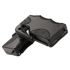 CRKT Exitool cutter close-up showing guarded blade for fast belt cutting