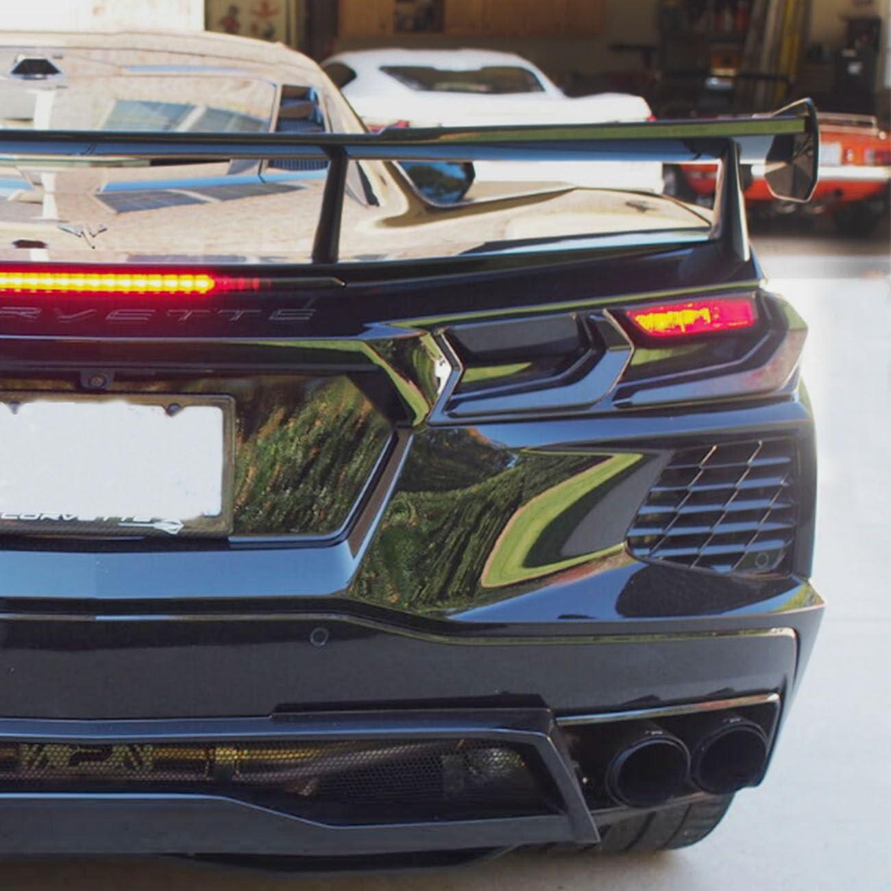 crosselec installed on Corvette C8 lifestyle shot showing enhanced rear aesthetics benefit