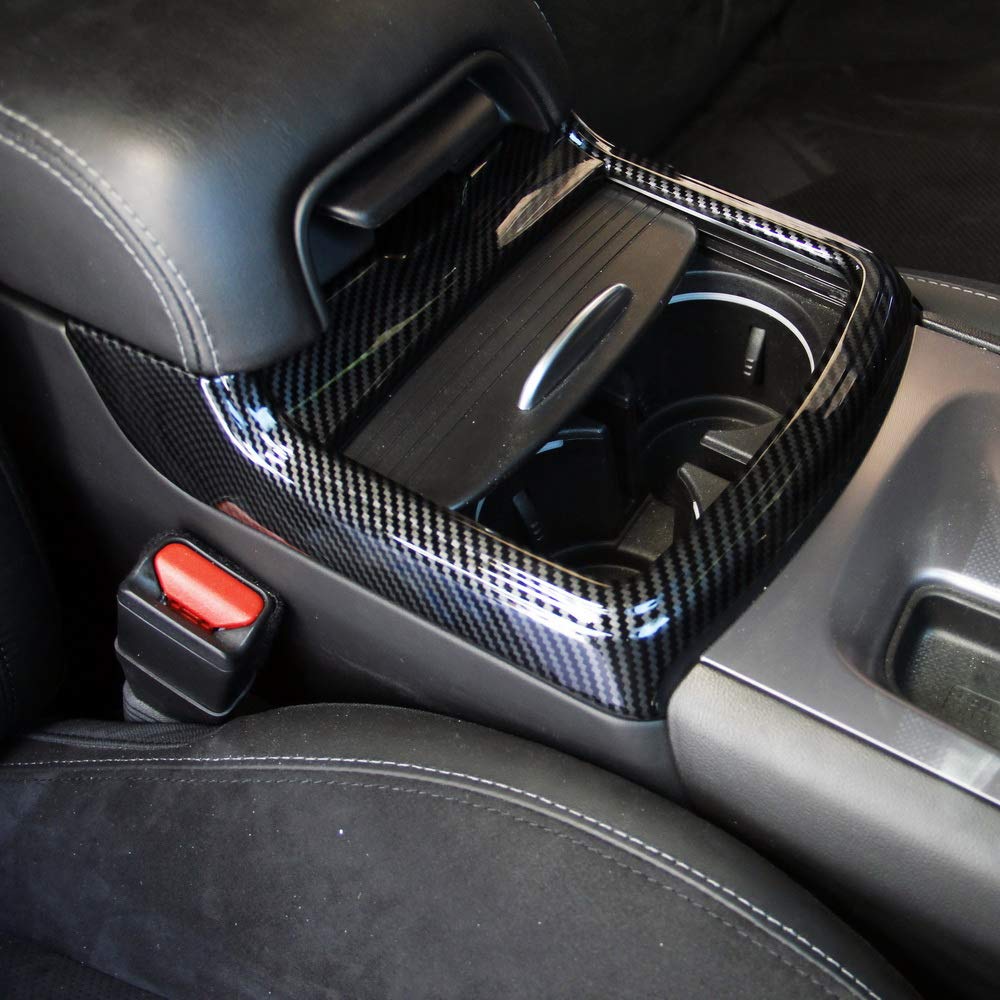 crosselec trim installed in Dodge Charger cup holder, enhances interior style