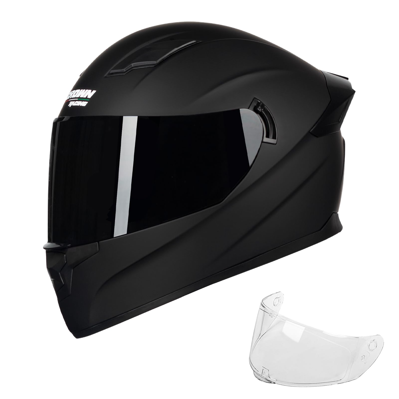 Crown Racing F-700 front view showing full-face protection and visibility benefit