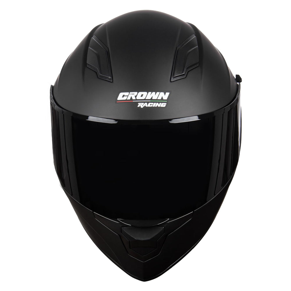Crown Racing tinted shield close-up reducing glare for daytime rides