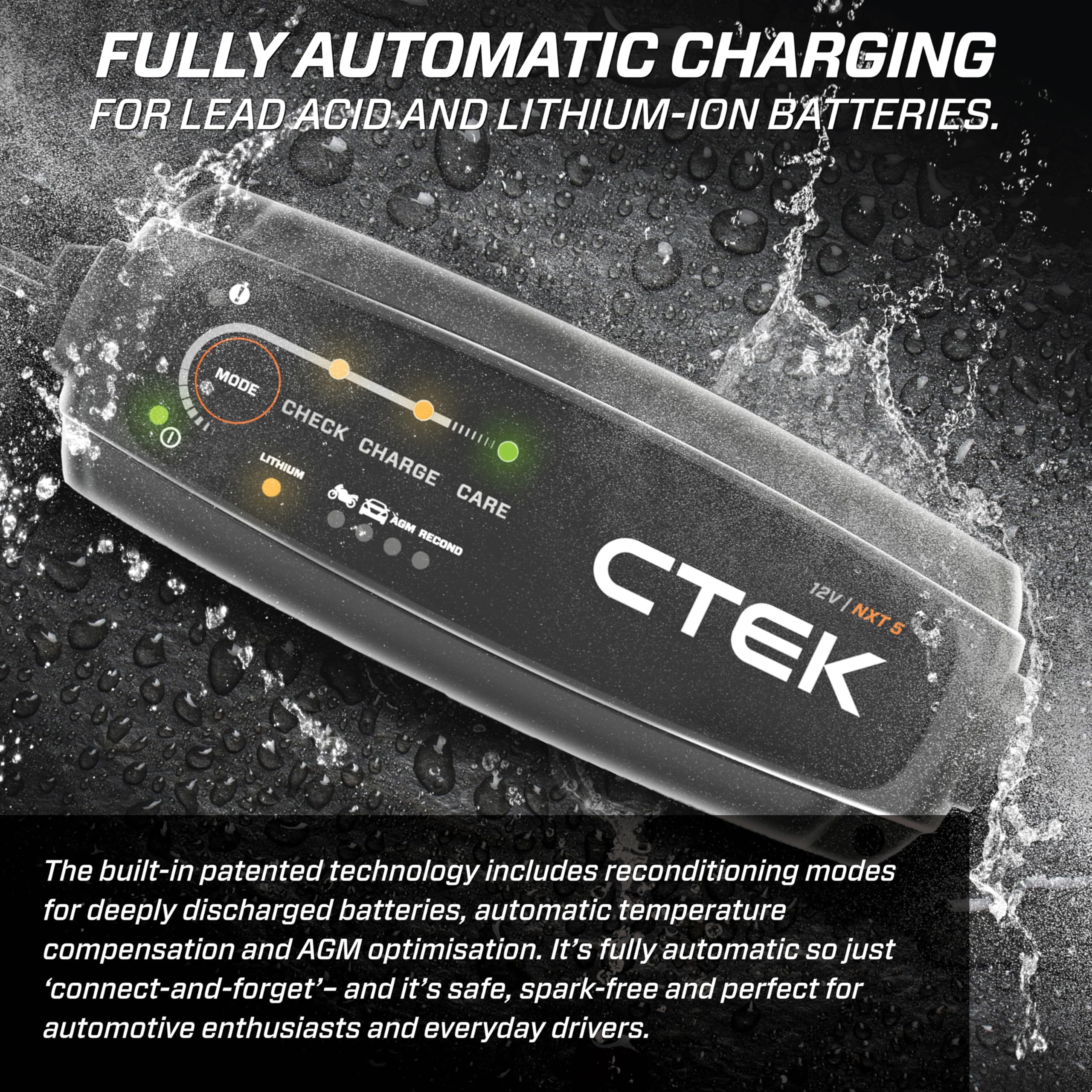 CTEK NXT 5 in a workshop setting illustrating durable use and organized charging benefit