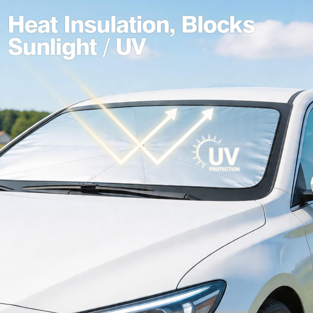 Ctinlov sunshade flexible handle detail for easy placement and no-scratch use